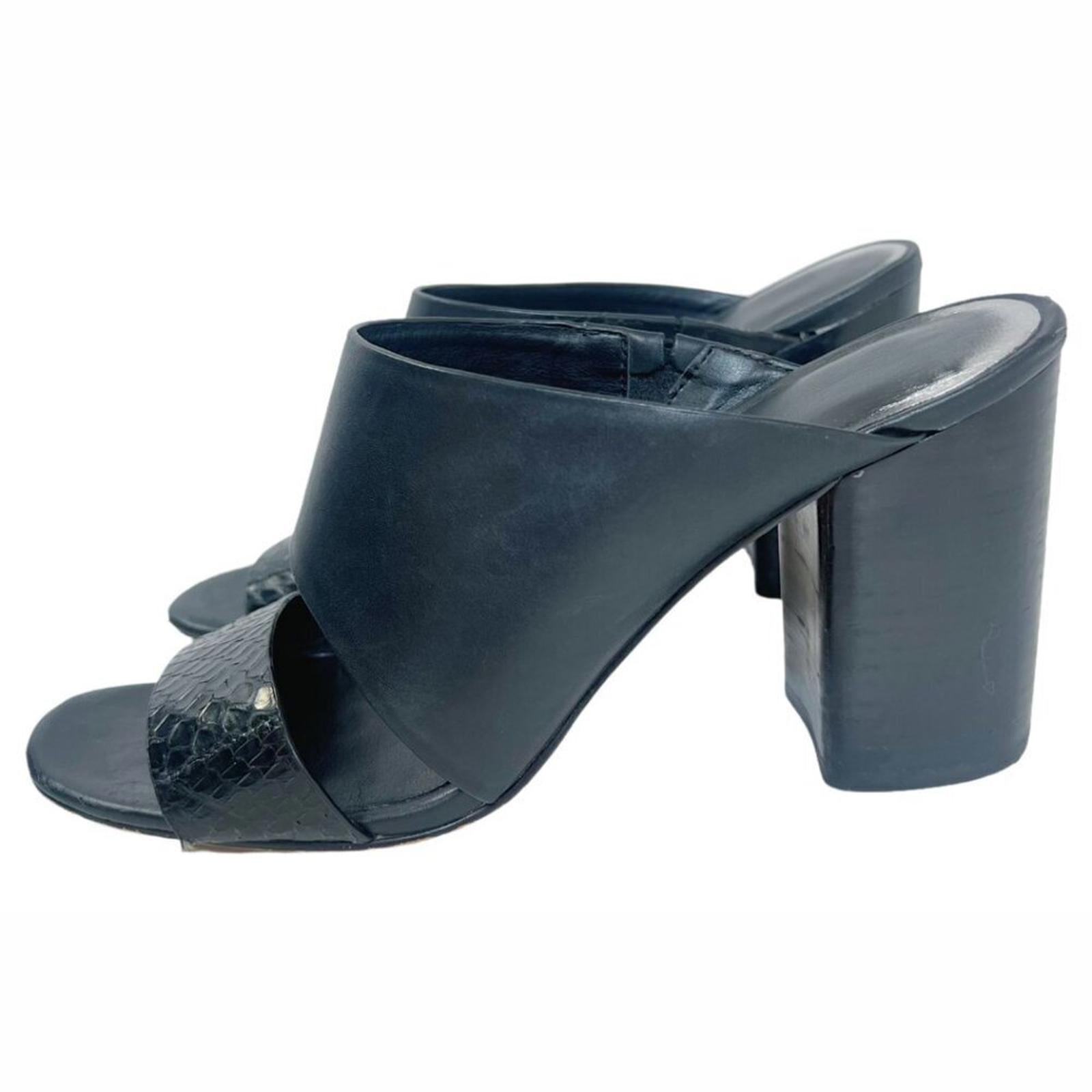 Dolce Vita Black Leather Chunky Heel Sandals Women's Size 8.5