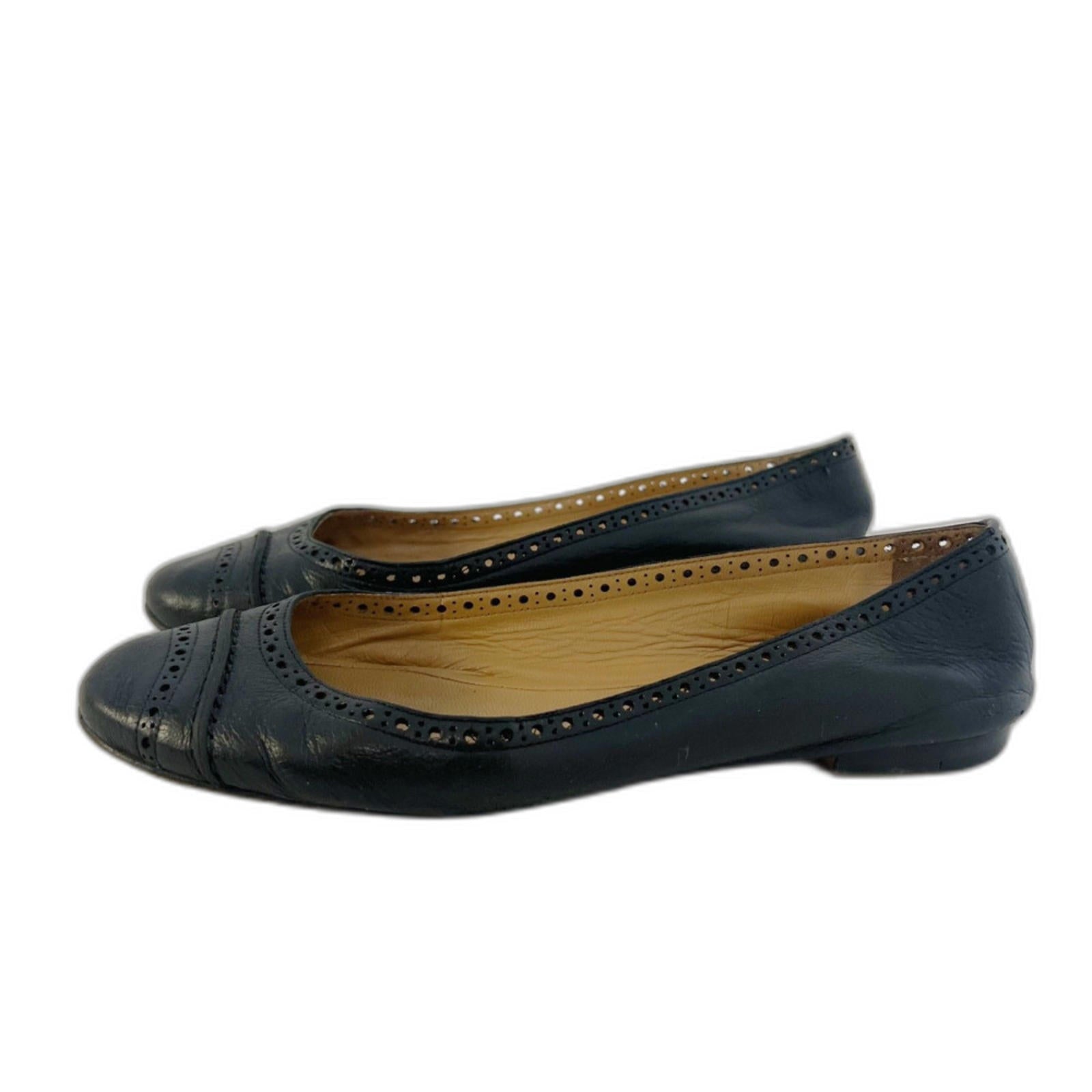 Chloe RARE Women's Black Leather Ballet Flats Laser Cut Coquette Chic  Size 9