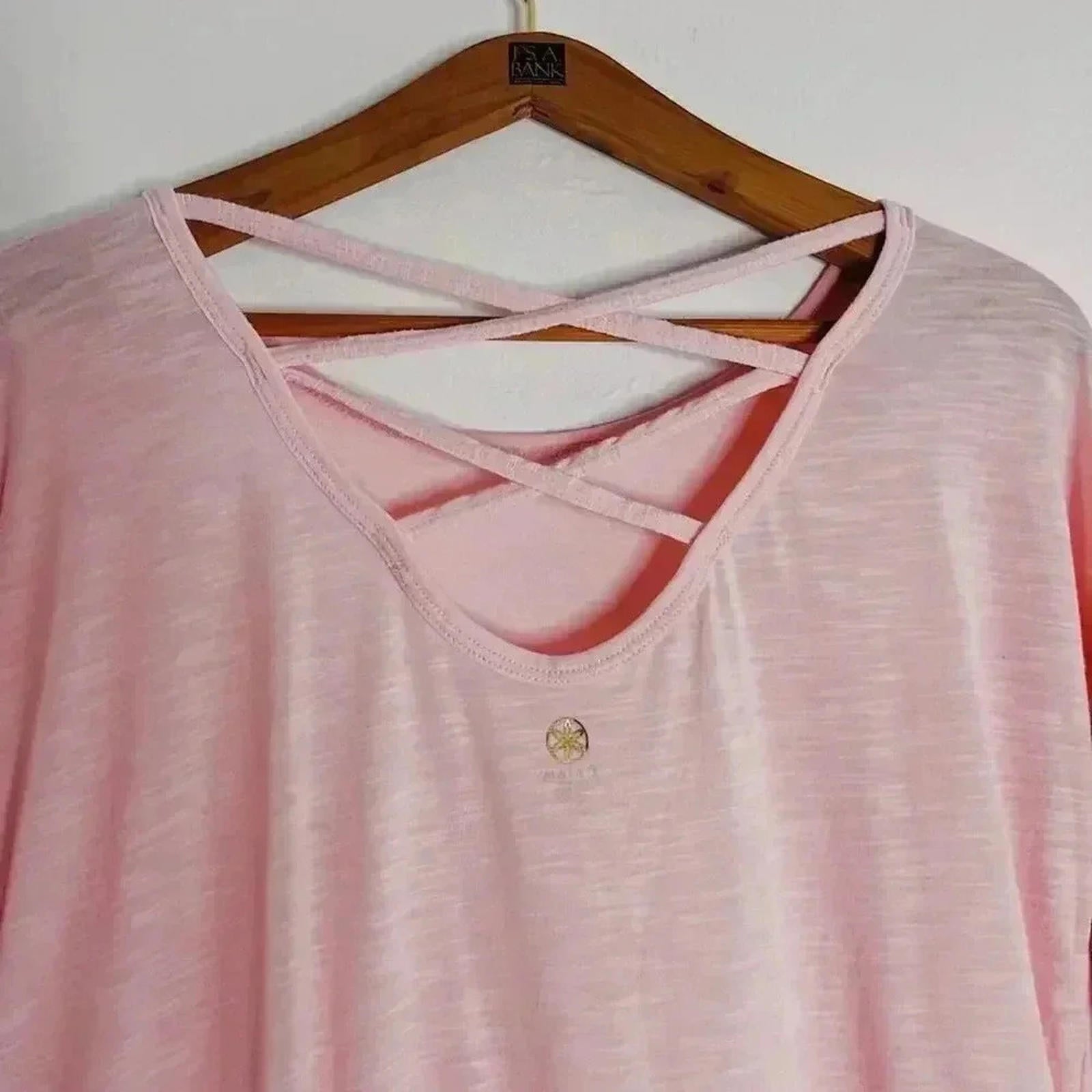 Gaiam Light Pink Lace Up Back Heathered Long Sleeved Shirt Yoga Size S