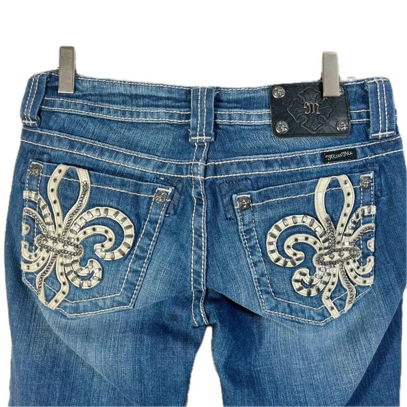 Miss Me Fleur De Lis Embellished Cropped Jeans Capri Women's Size 28
