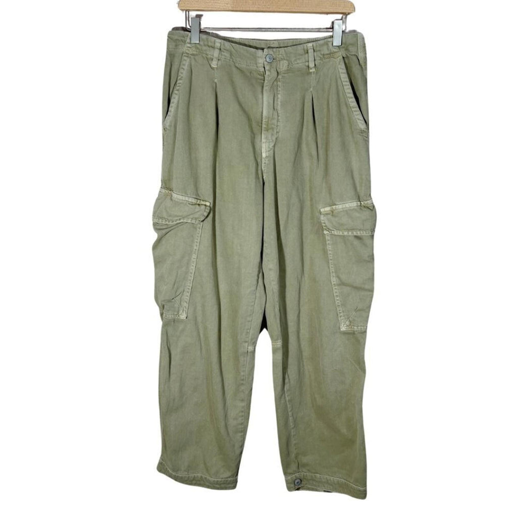 Free People First Light Utility Pant Green Tan Cargo Pants Women's Size 8