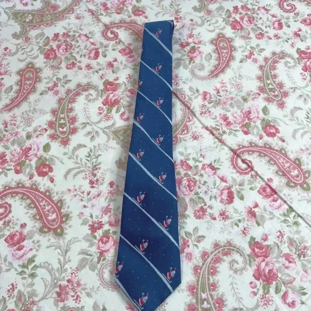 Vintage Santa Skiing Tie Christmas Holiday Suit Formal Wide Tie