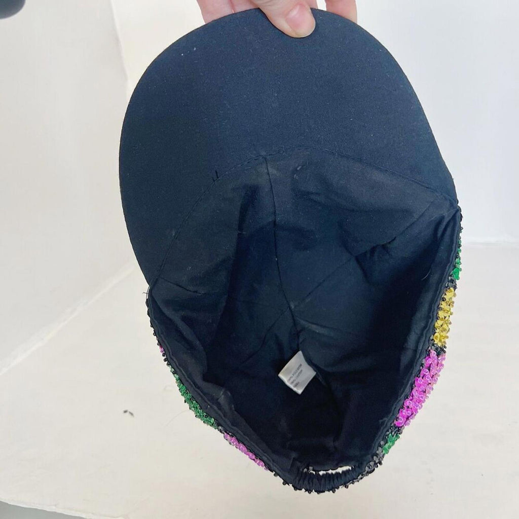Handmade Sequined Hat Mardi Gras Baseball Cap Newsboy Cap Party Green Purple
