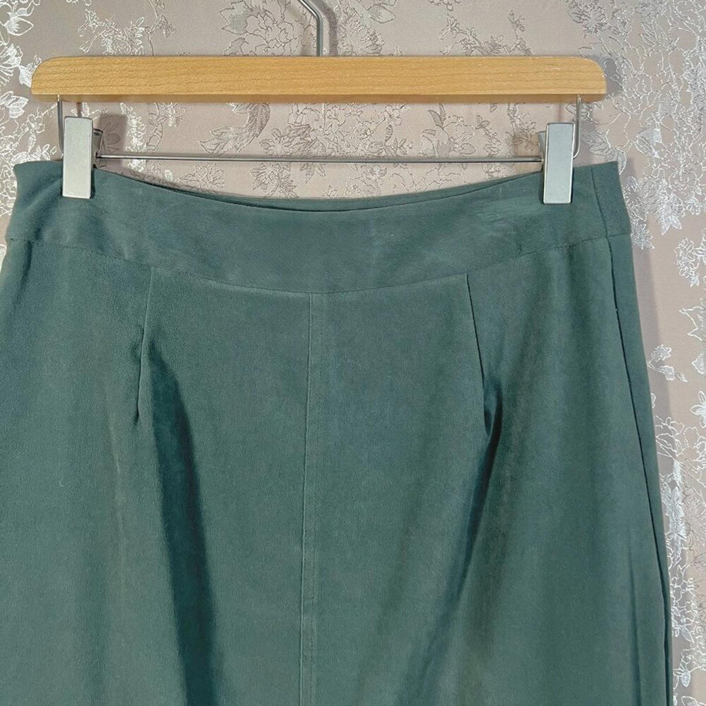 Vintage Jaclyn Smith Dark Olive Green Faux Suede Texture Midi Skirt Size 10