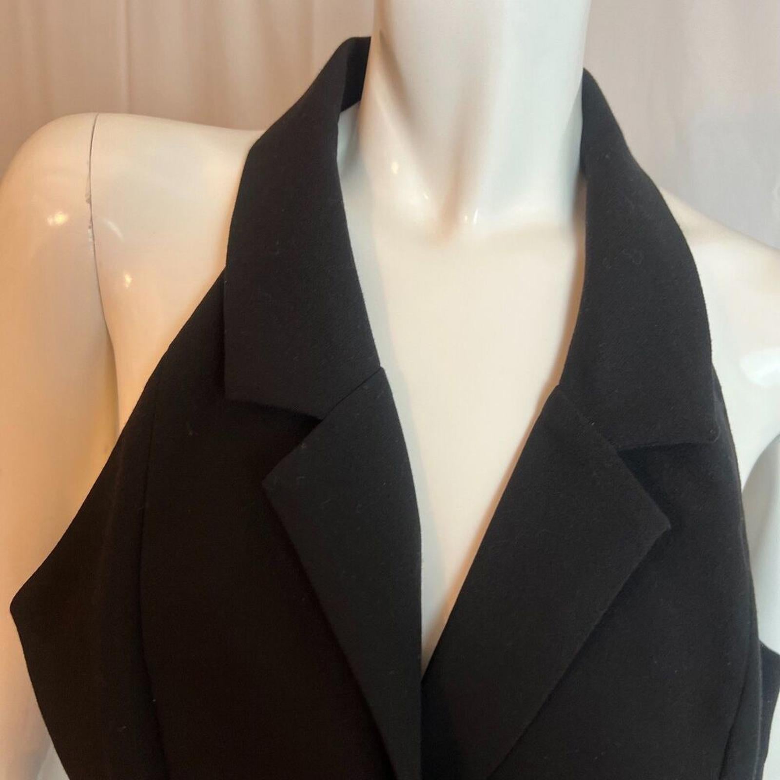 Flat White x Anthropologie Cropped Halter Vest Wrap Around Office Siren Size L