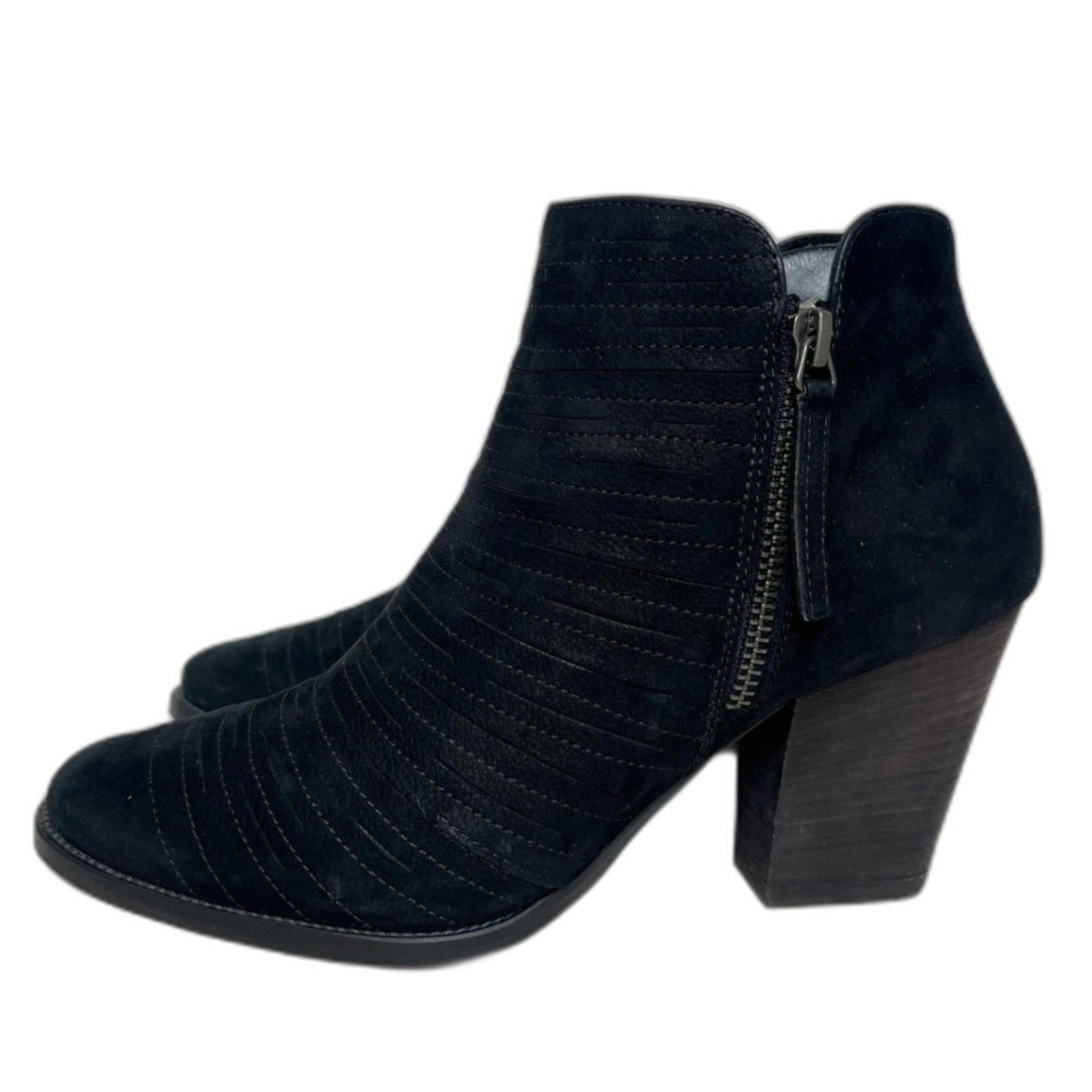 Paul Green Malibu Black Suede Ankle Boots Leather Booties Size 5.5 UK 8 US