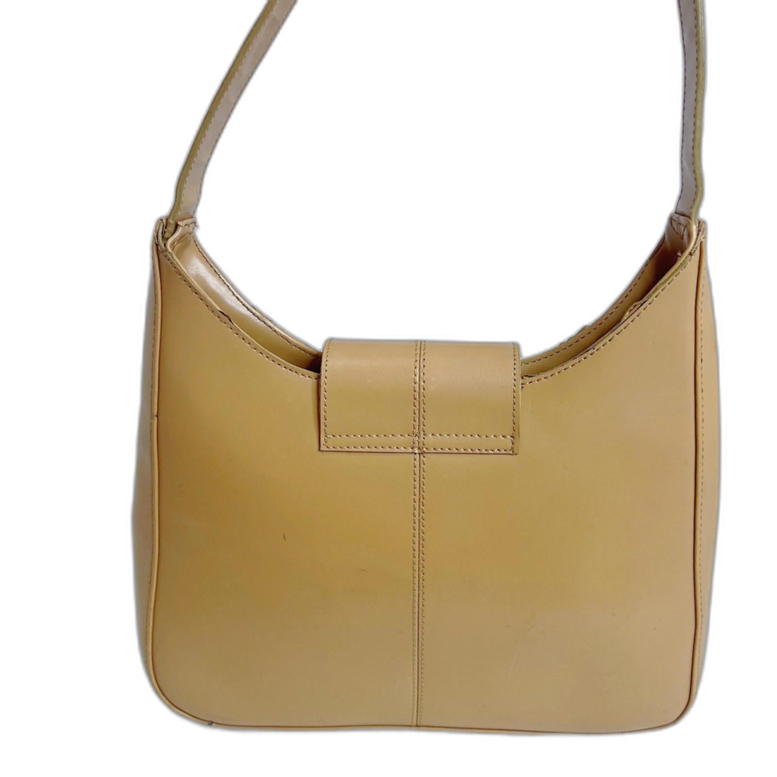 Kenneth Cole Reaction Tan Leather Structured Shoulder Bag Purse