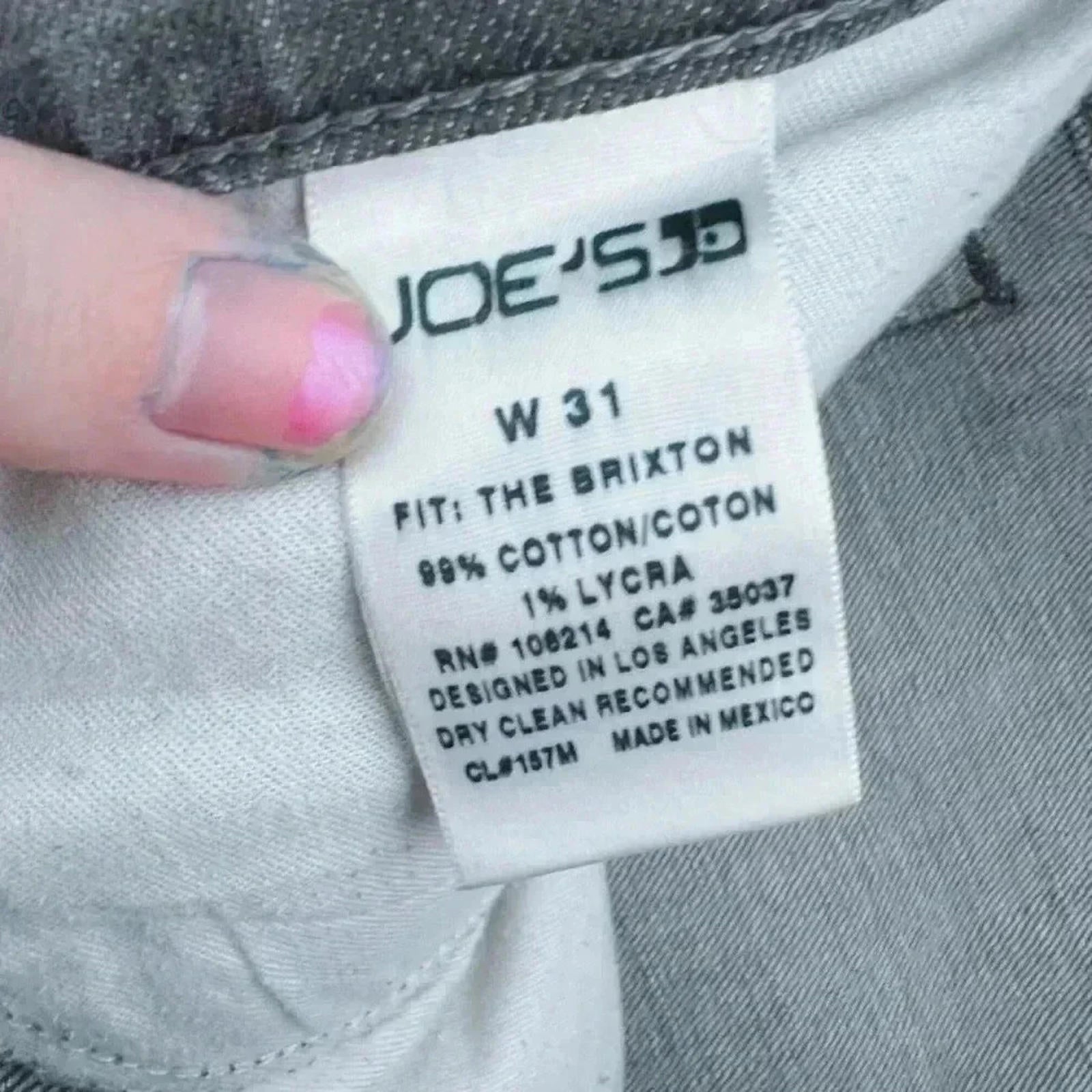 Joe's Jeans The Brixton Grey Straight Leg Jeans Mid Rise Distressed Size 31