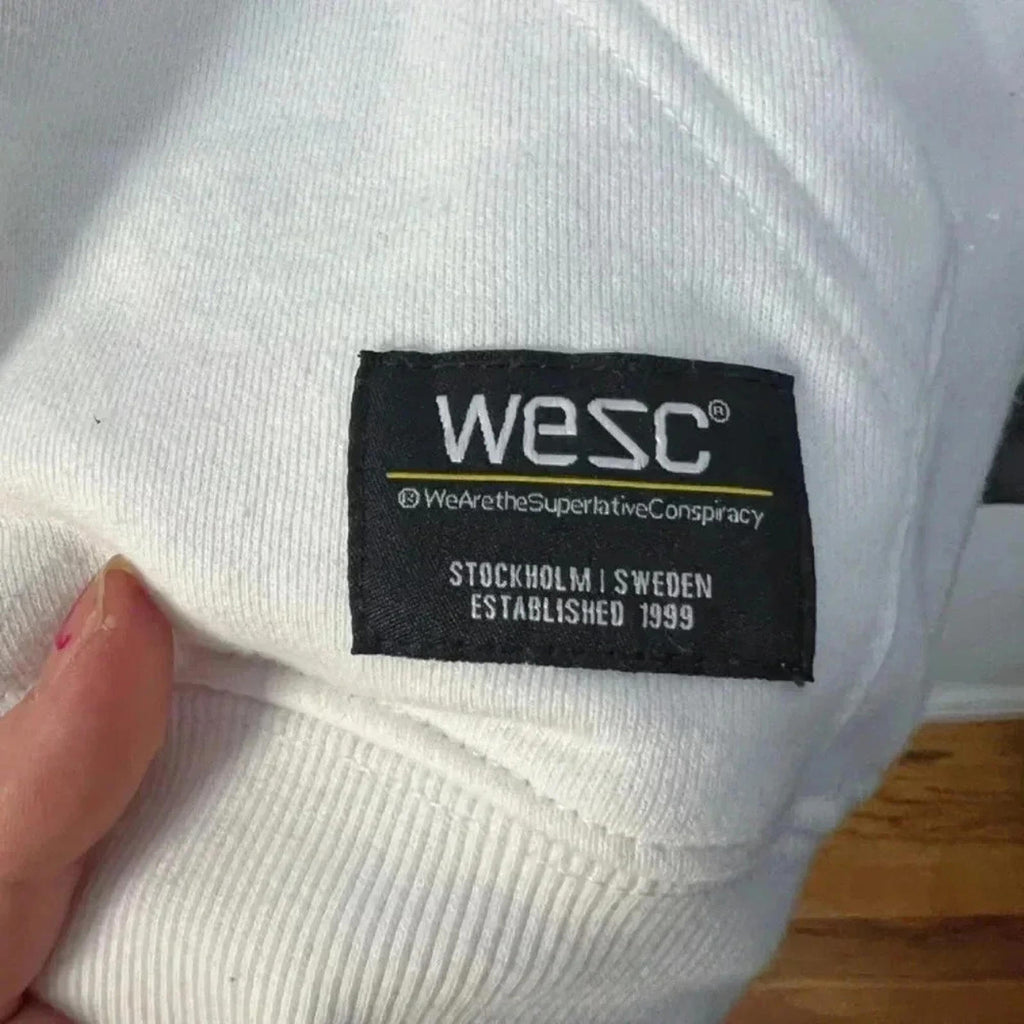 wesc White Thank You Fleece Lined Hoodie Roses Men's Size M