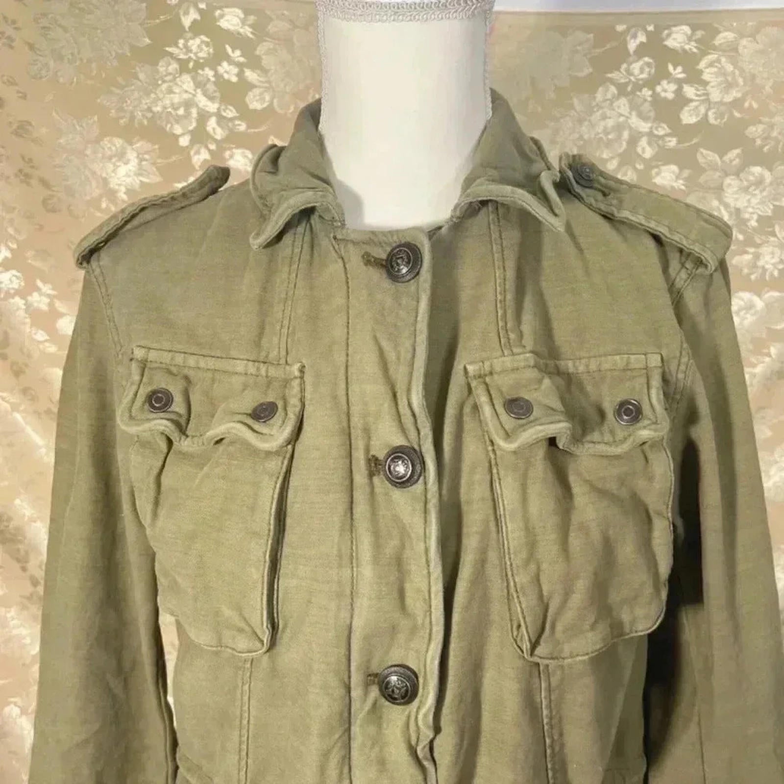 Free People Green Not Your Brothers Military Jacket Cargo Size S