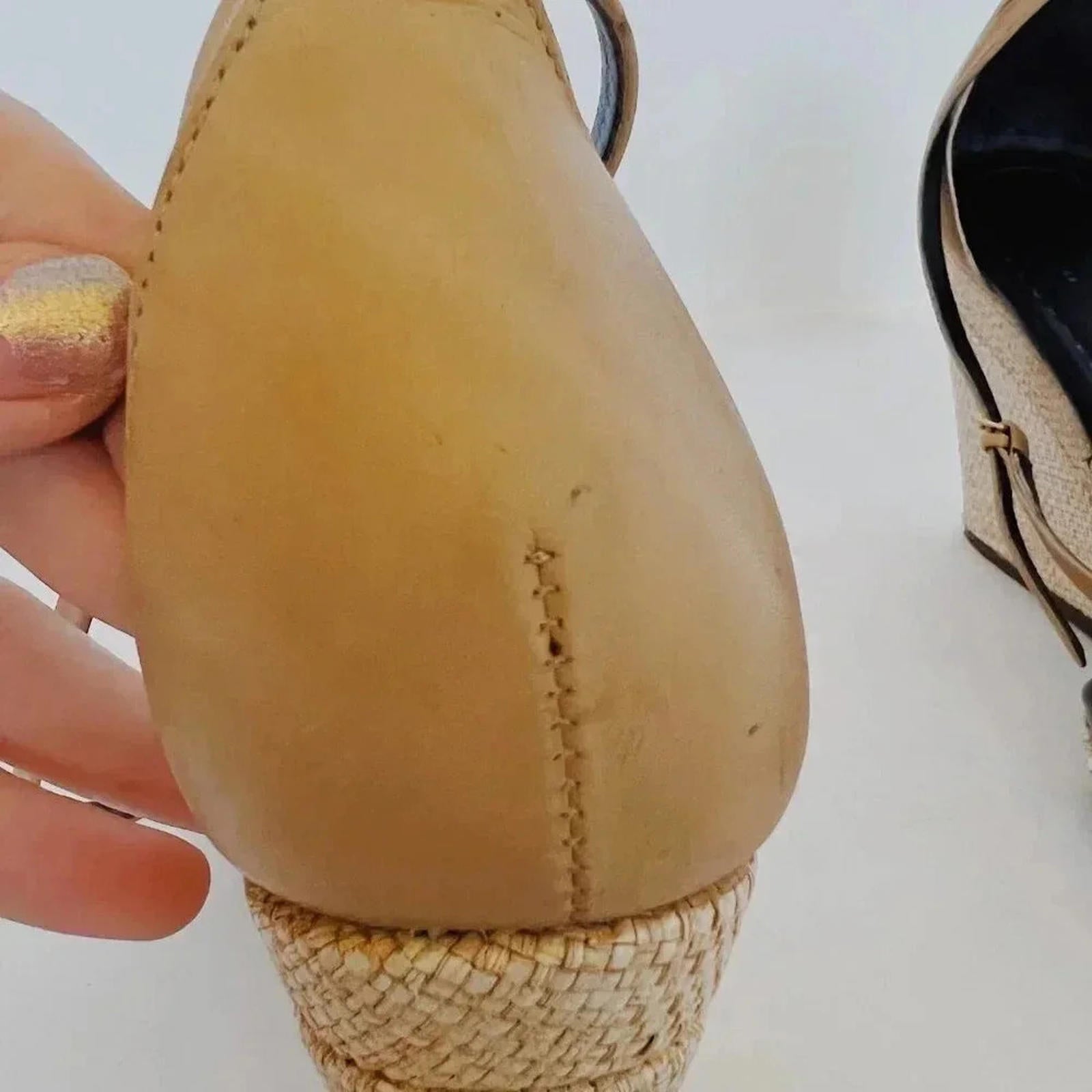 Kate Spade Black and Tan Leather Woven Wedges Women's Size 8