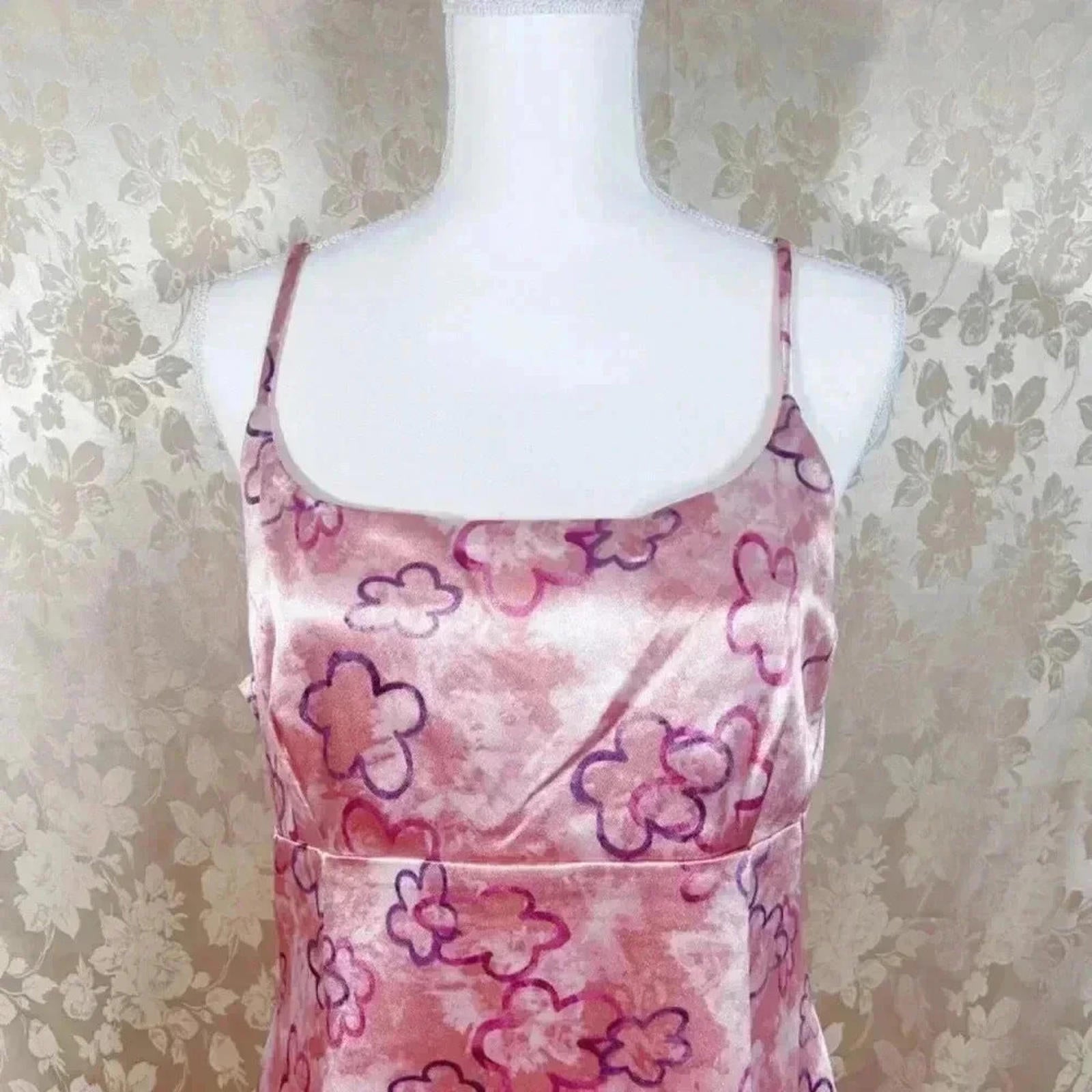 Wild Fable Light Pink Floral Design Satin Sheath Dress Women's Size L