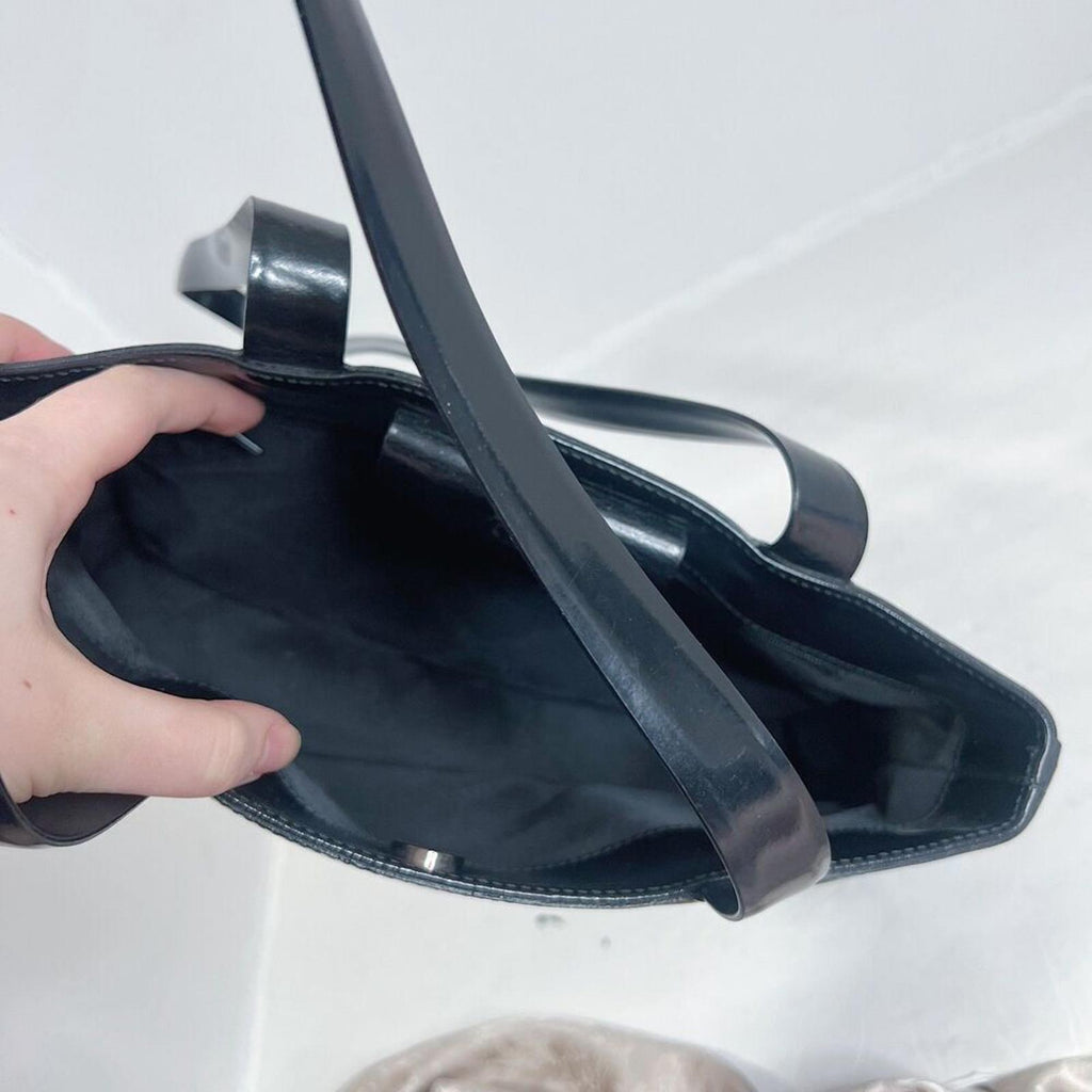 Coccinelle Black Patent Leather Shoulder Bag Purse y2k Contemporary Sleek