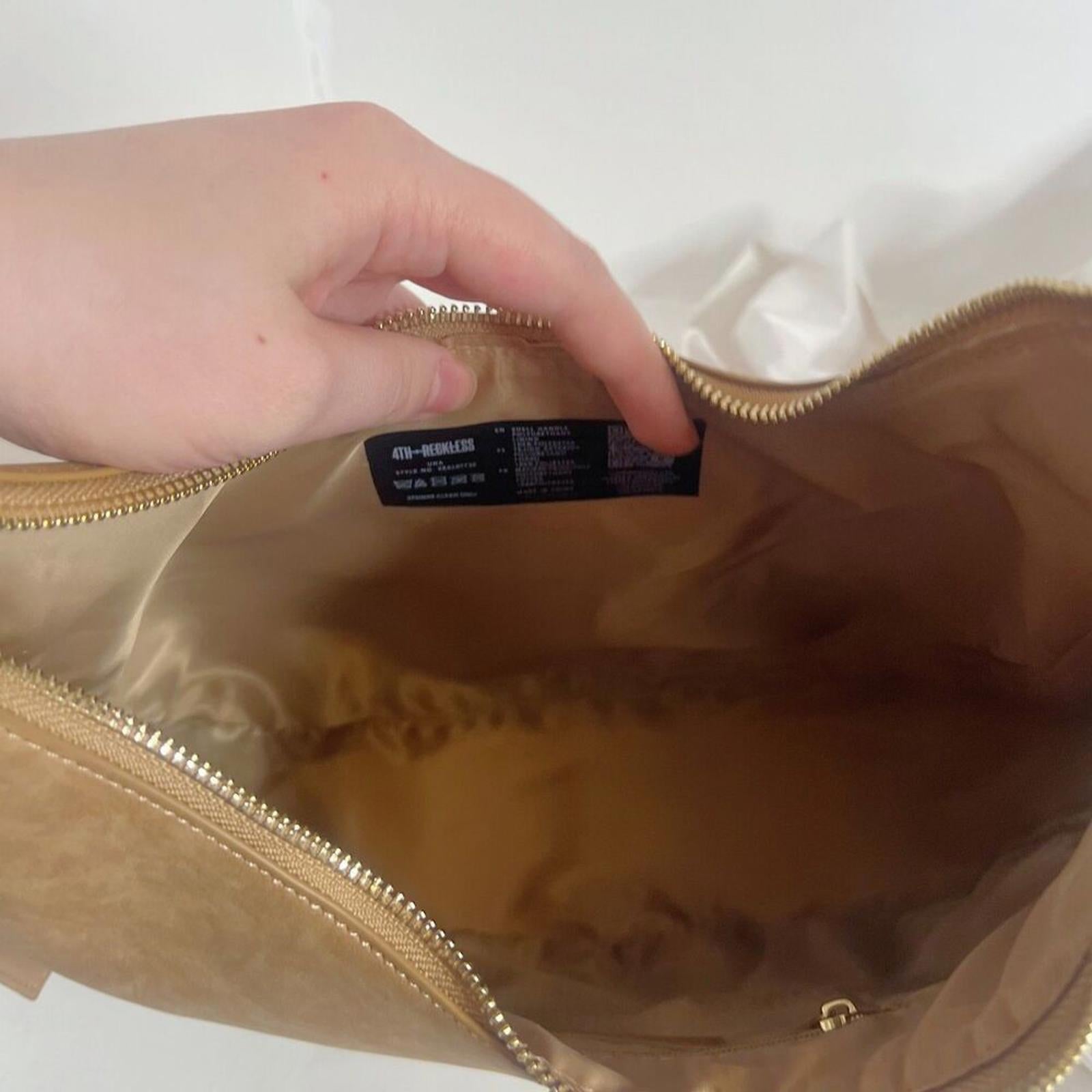 NWOT 4th and Reckless Una Faux Suede Crescent Bag in Brown Purse Handbag
