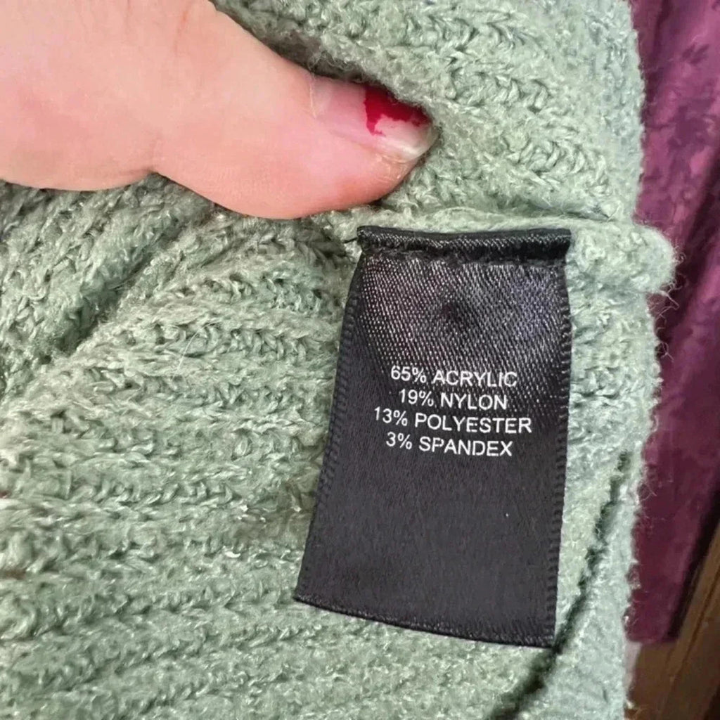Tahari Green Cowl Neck Sweater Mock Neck Knit Women's Size L