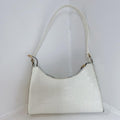 Shein White Faux Patent Leather Crocodile Embossed Shoulder Bag