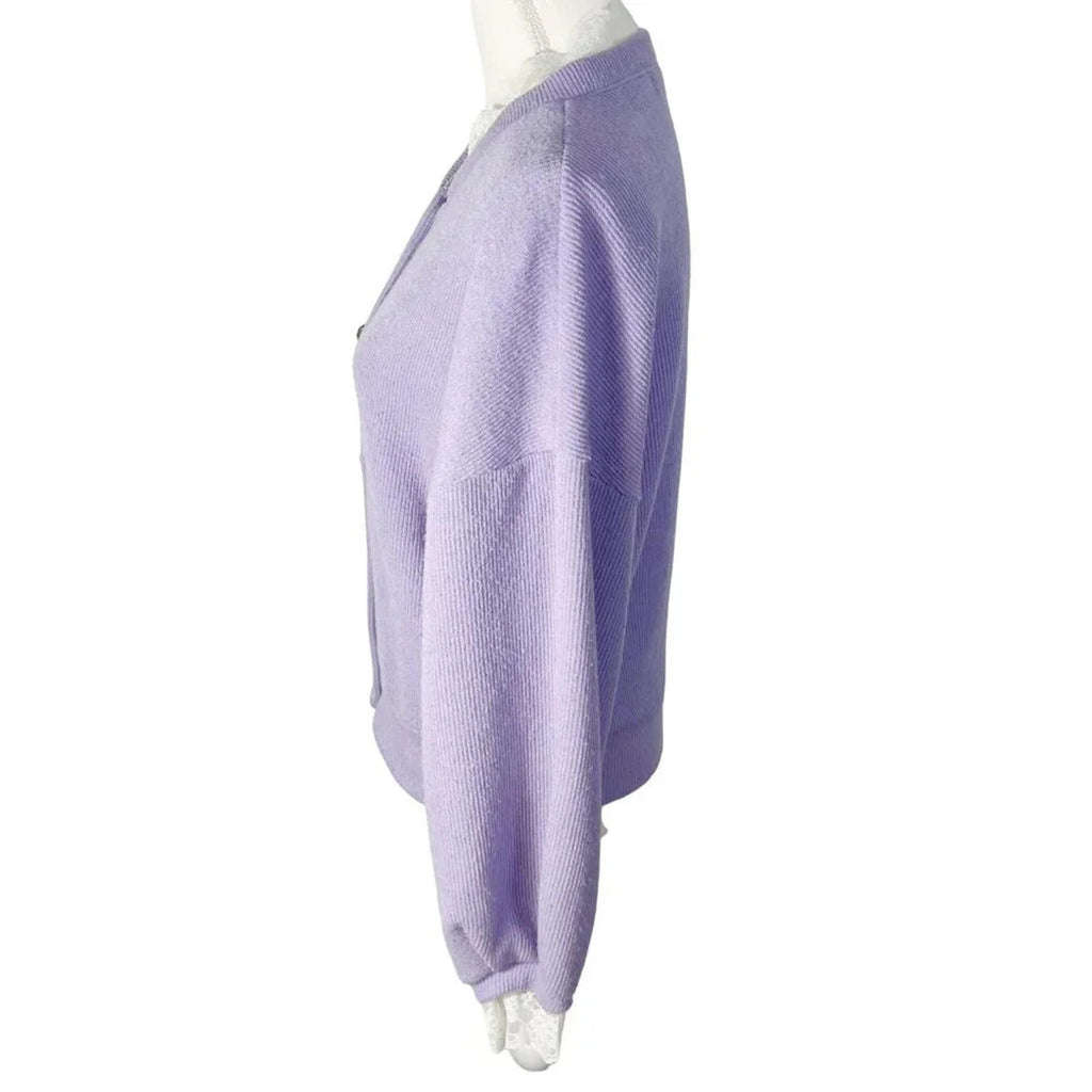 Ordinary Holiday Korean Light Purple Lavender Button Up Cardigan Lace Size L