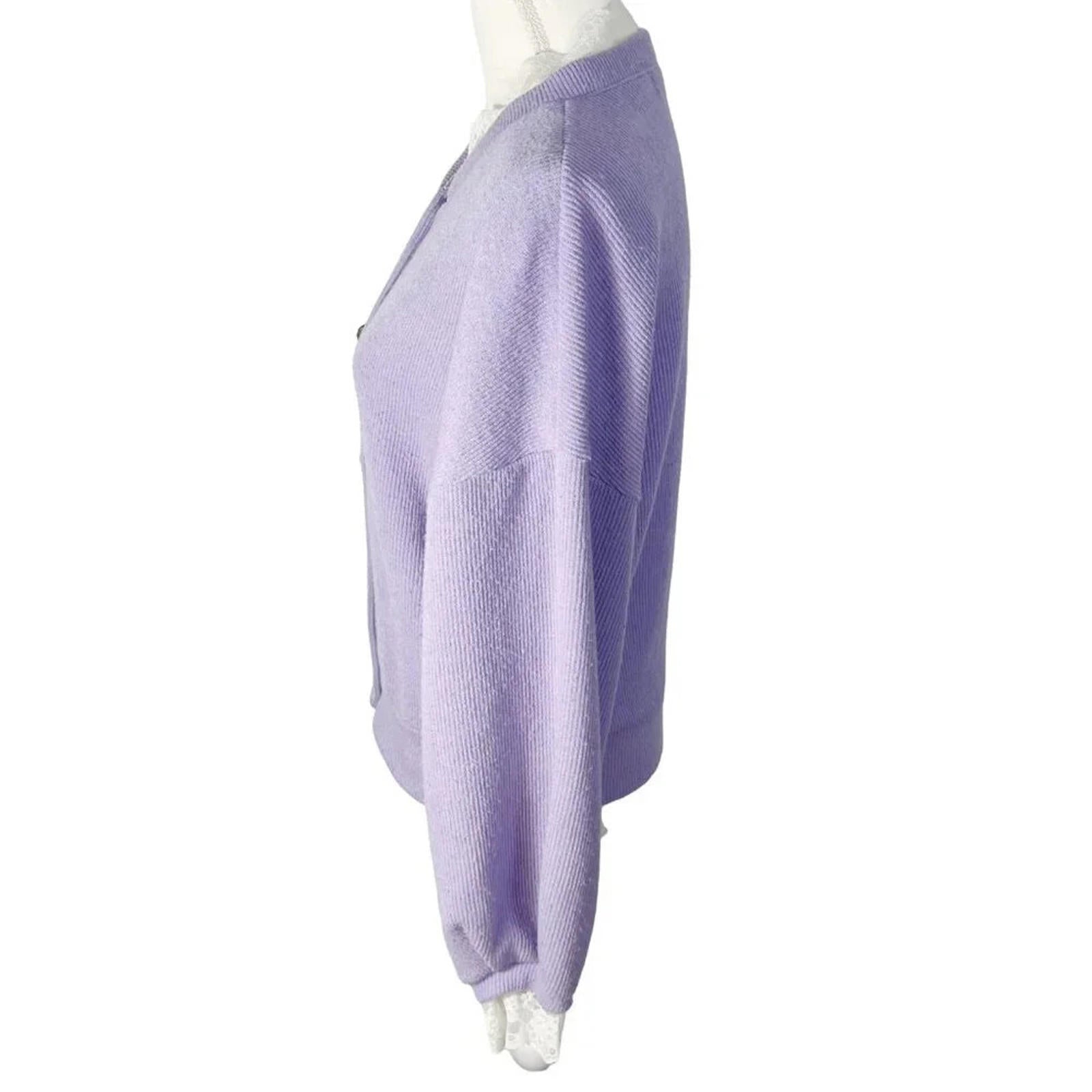 Ordinary Holiday Korean Light Purple Lavender Button Up Cardigan Lace Size L