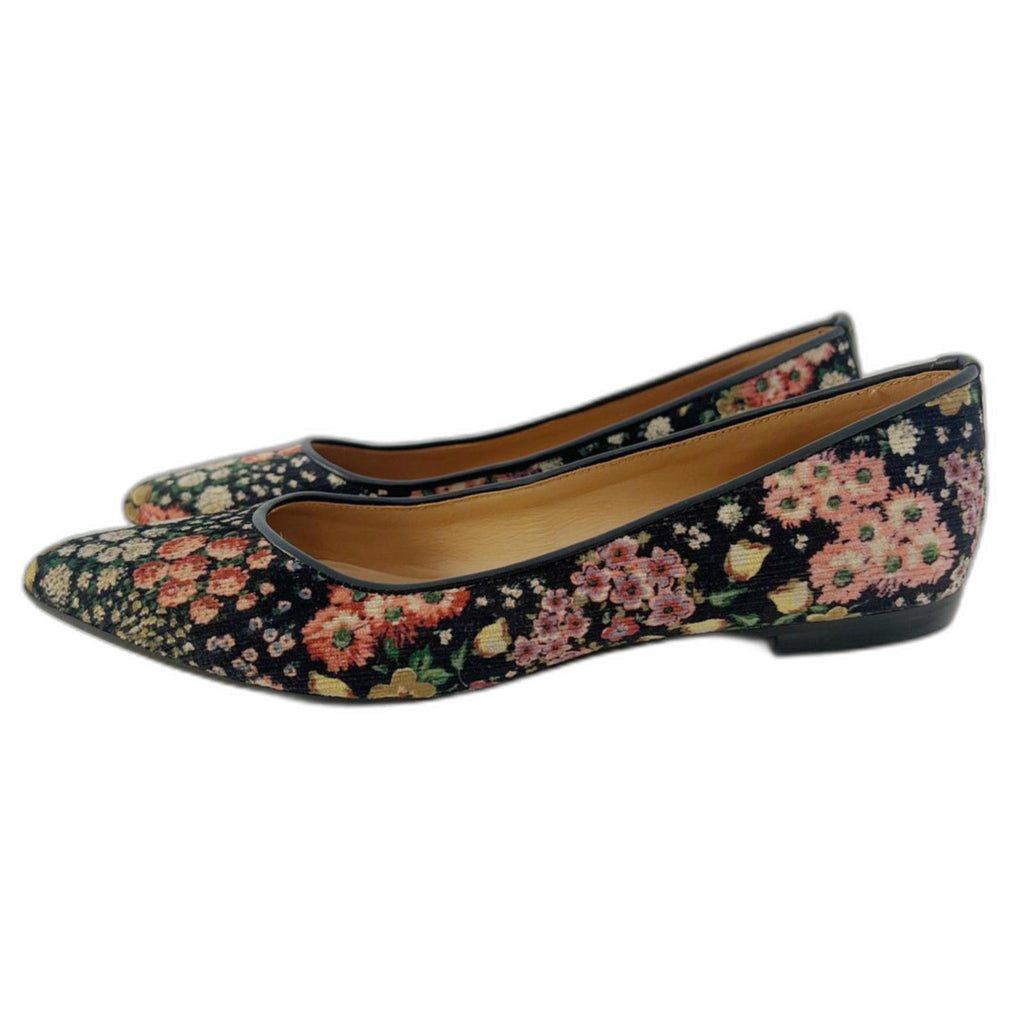 Sundance Marais Black Velvet Floral Pointed Toe Flats Women's Size 9-9.5
