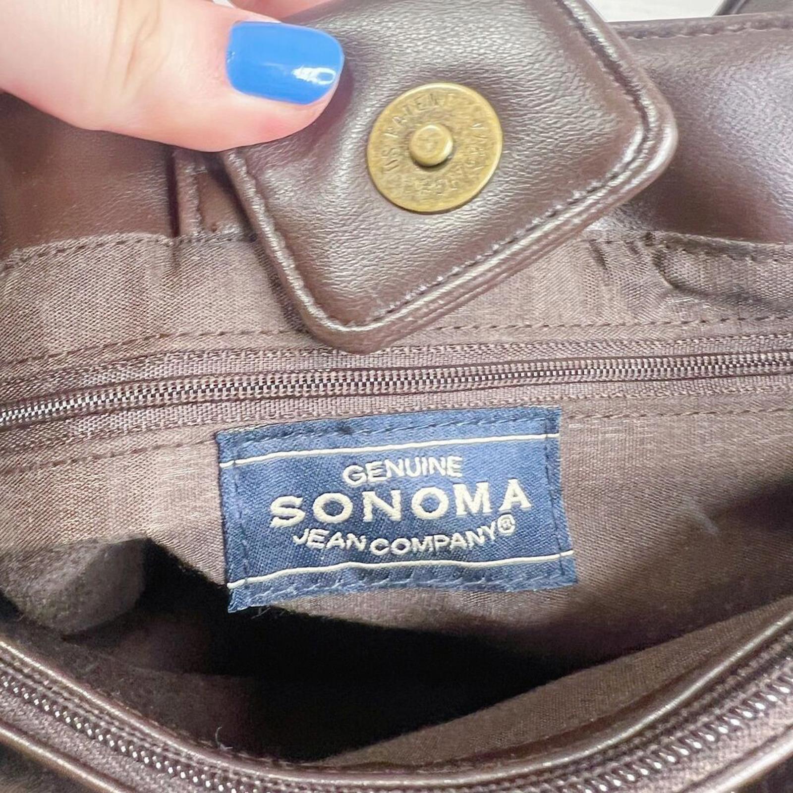 Vintage Sonoma Brown and Tan Suede Patchwork Shoulder Bag Purse
