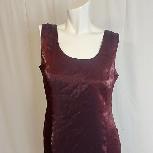 90s Vintage Karen Miller Dark Burgundy Satin Evening Gown Slip Dress Size 12