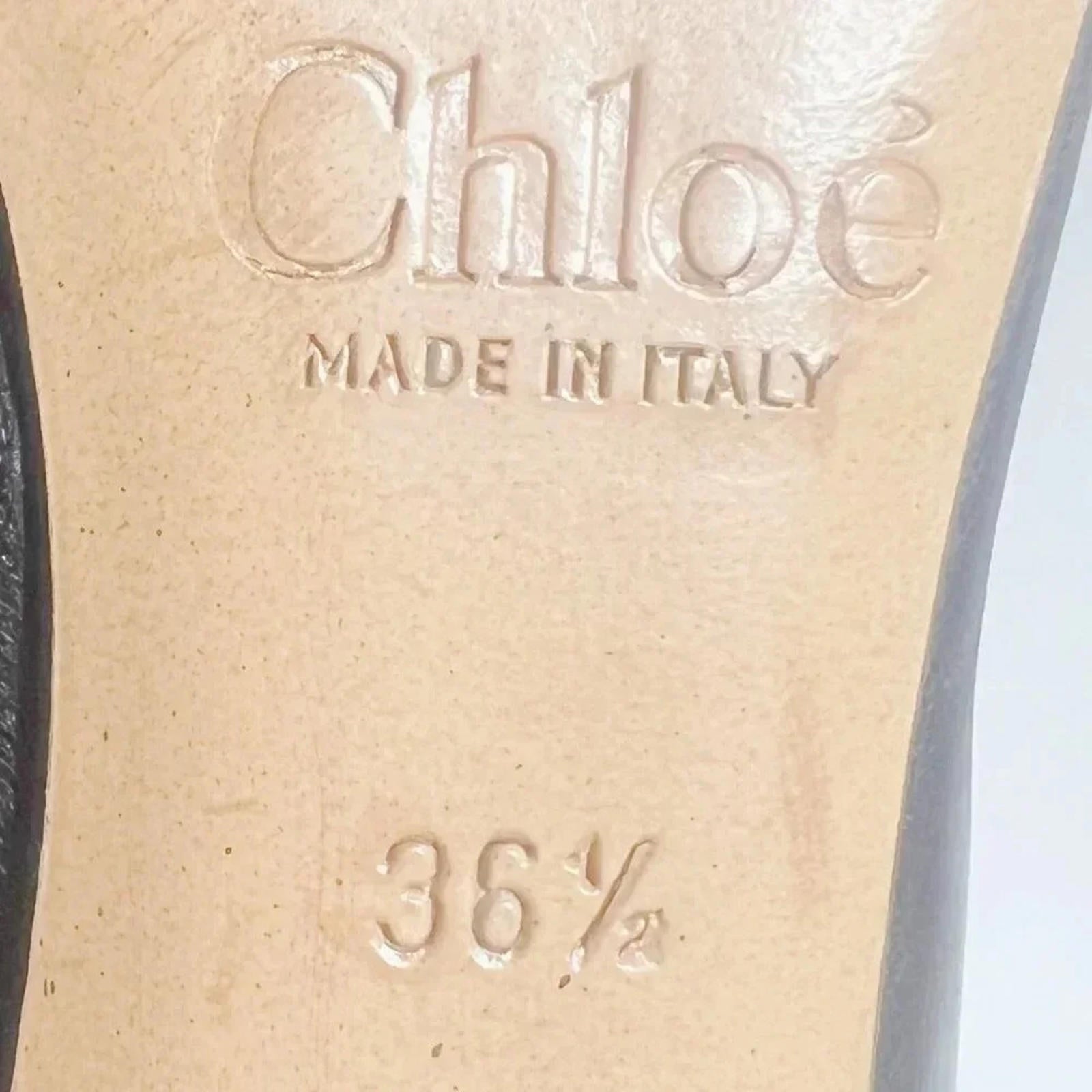Chloe RARE Black Leather Heeled Booties Gold Detailing Women's Size 36.5 EU 6.5