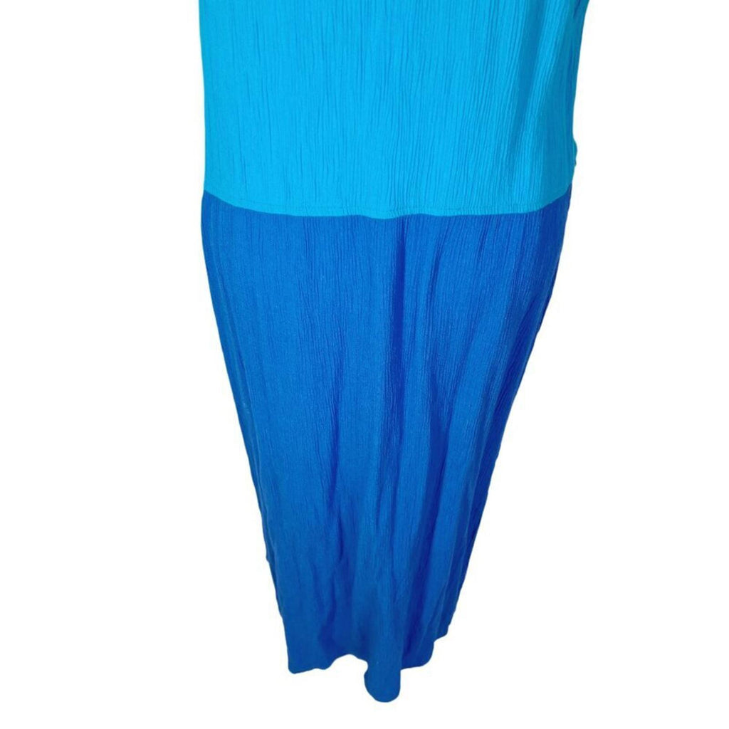Diane Von Furstenburg Blue Green Color Block Maxi Dress Summer Beach Size M