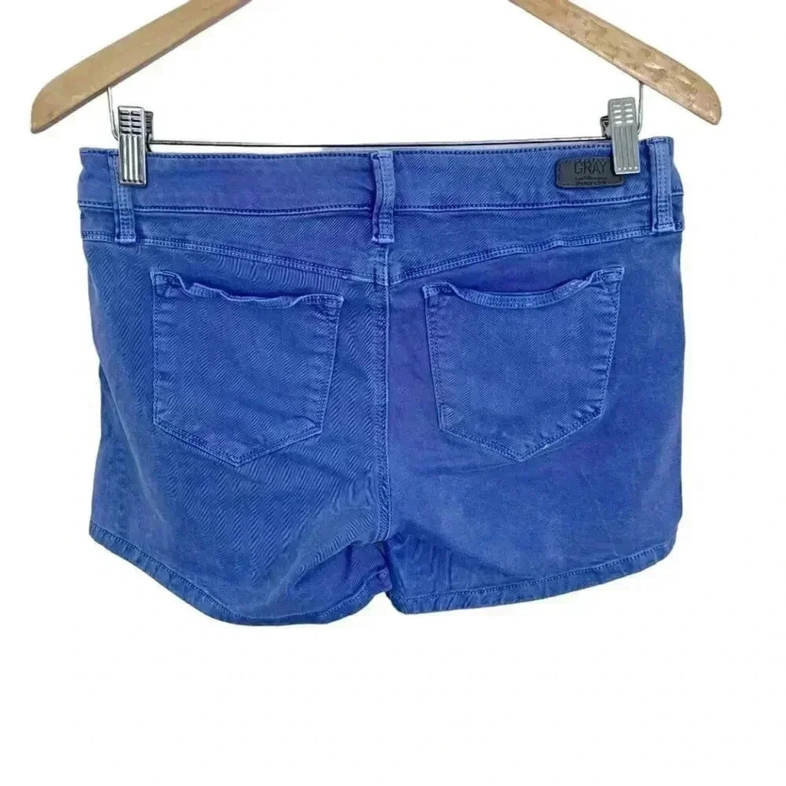 Saks 5th Avenue Gray Baby Short in Blue Low Rise Denim Shorts Women's Size 28
