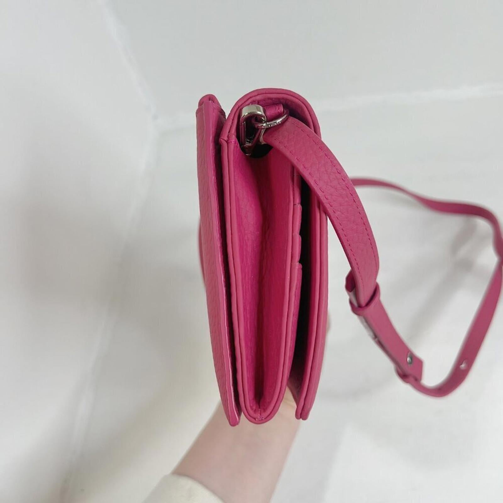 NWT AllSaints Fetch Pink Pebbled Leather Crossbody Wallet Chain Strap Bag