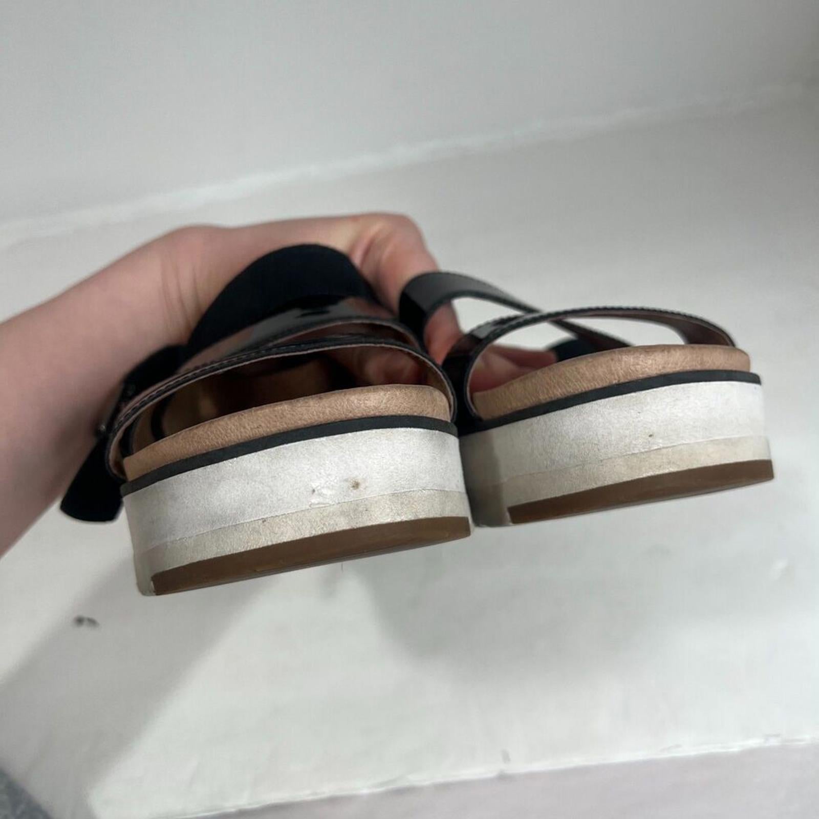 Ugg Braelynn Sandal Black Patent Leather Strappy Platform Sandal Size 9.5