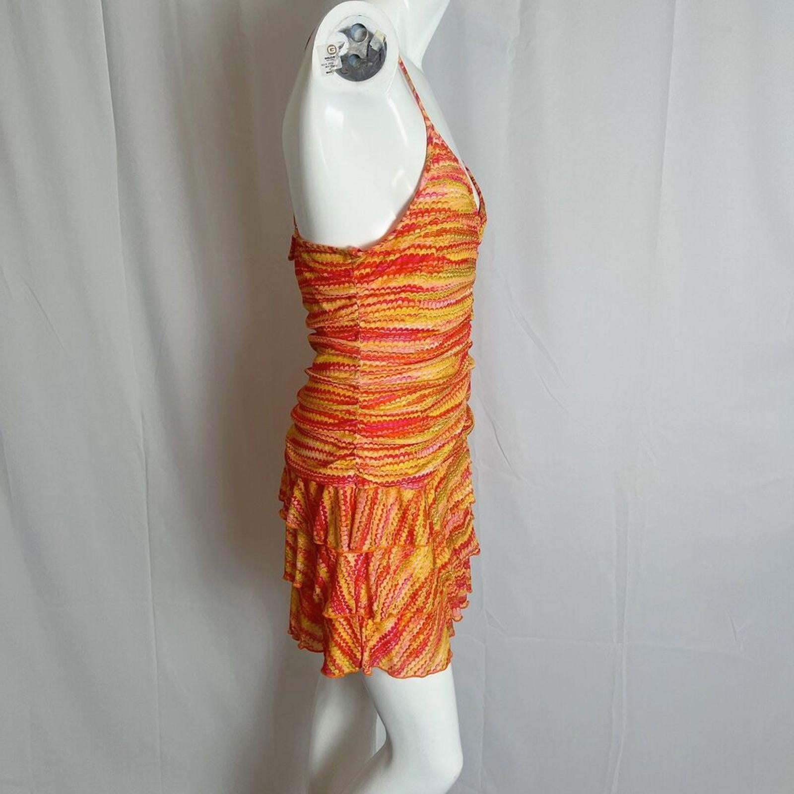 NWT Wild Fable Orange Yellow Ruffle Layered Summer Dress Fairycore Size L