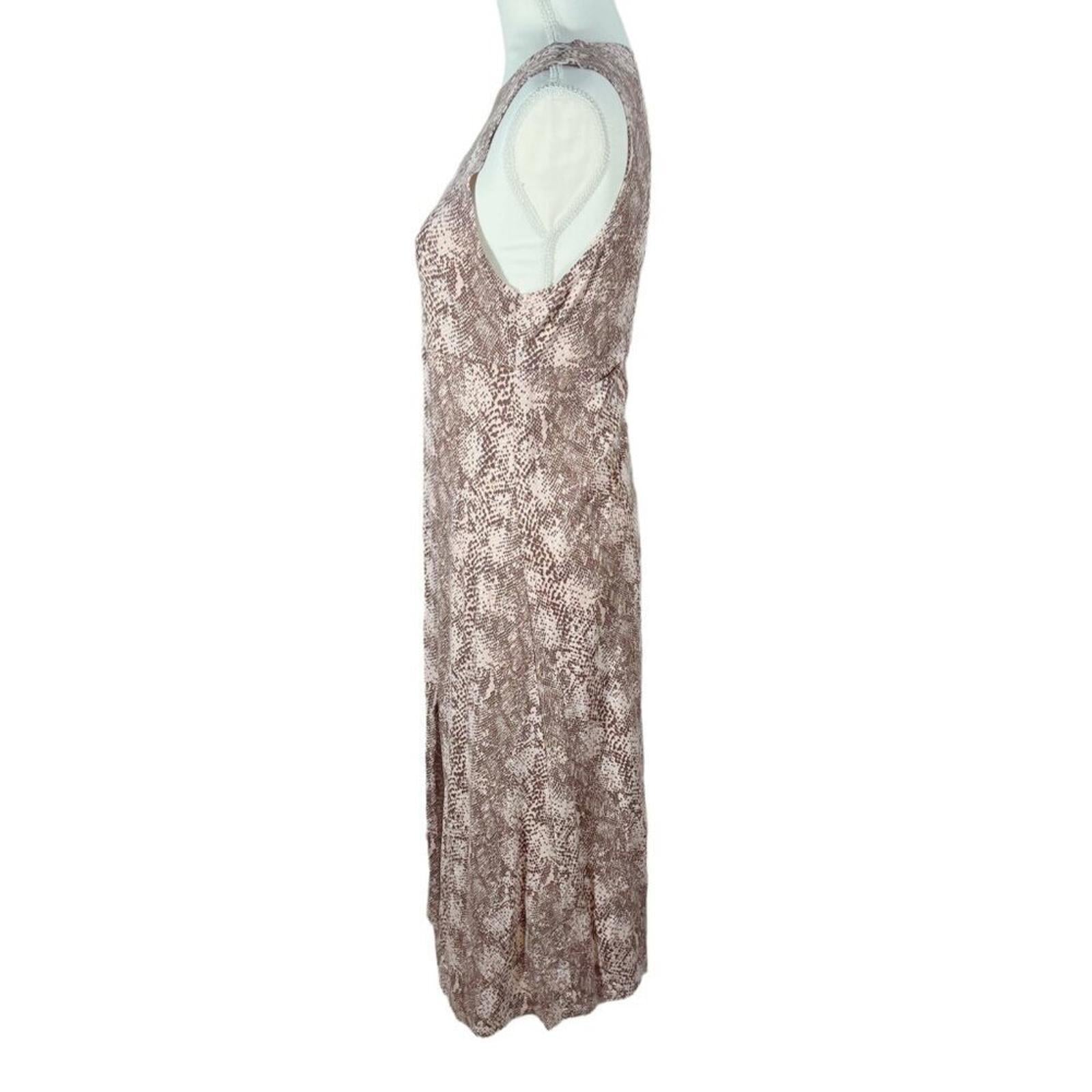 Urban Outfitters UO  Pink and Brown Snakeprint Midi Dress Slit Women's Size M