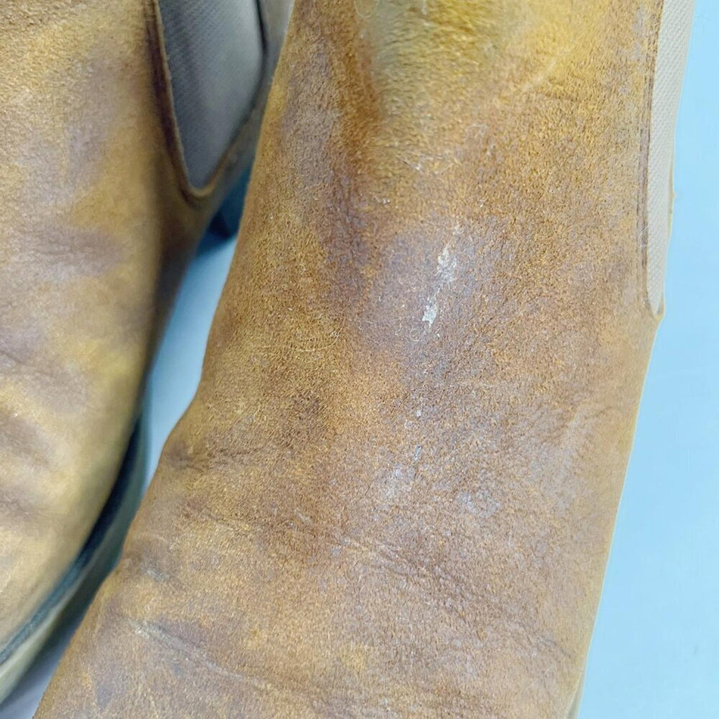 Franco Sarto Kabrina Brown Suede Distressed Leather Booties Boots Size 6.5