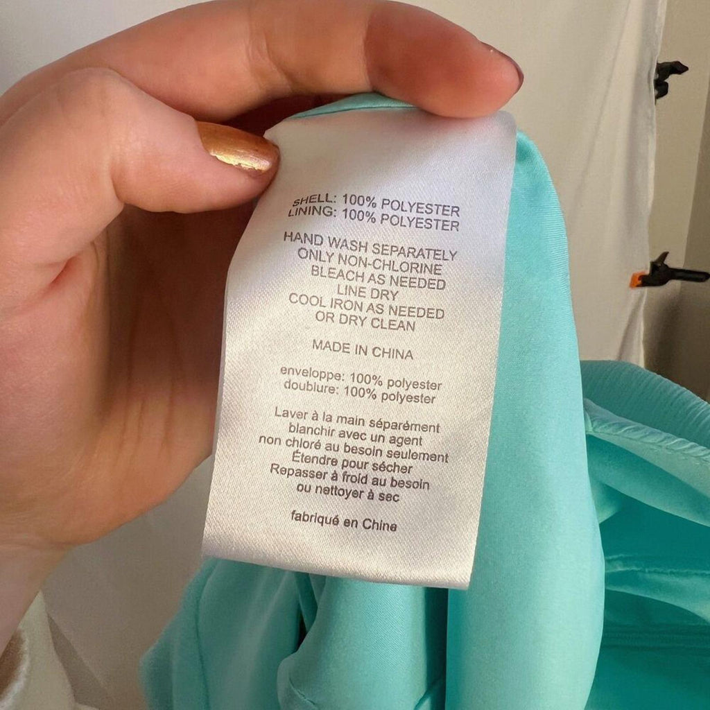 Vera Wang White Aqua Blue Chiffon One Shoulder Ruffle Summer Maxi Dress Size 4