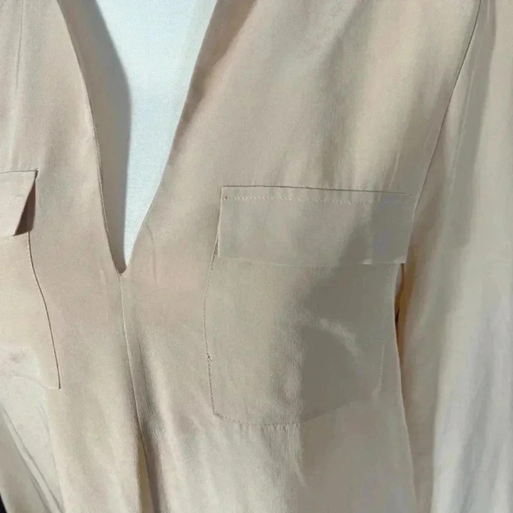 Joie Silk Beige Tan Nude Neutral Blouse Business Casual Office Women's Size S