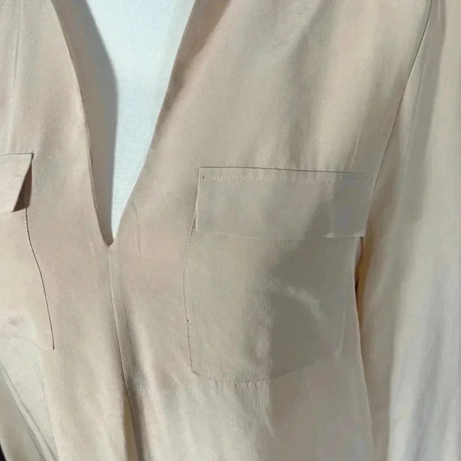 Joie Silk Beige Tan Nude Neutral Blouse Business Casual Office Women's Size S