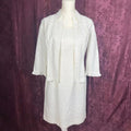 Dress Barn White Linen Dress Eyelet Floral Embroidery With Cardigan Size 6