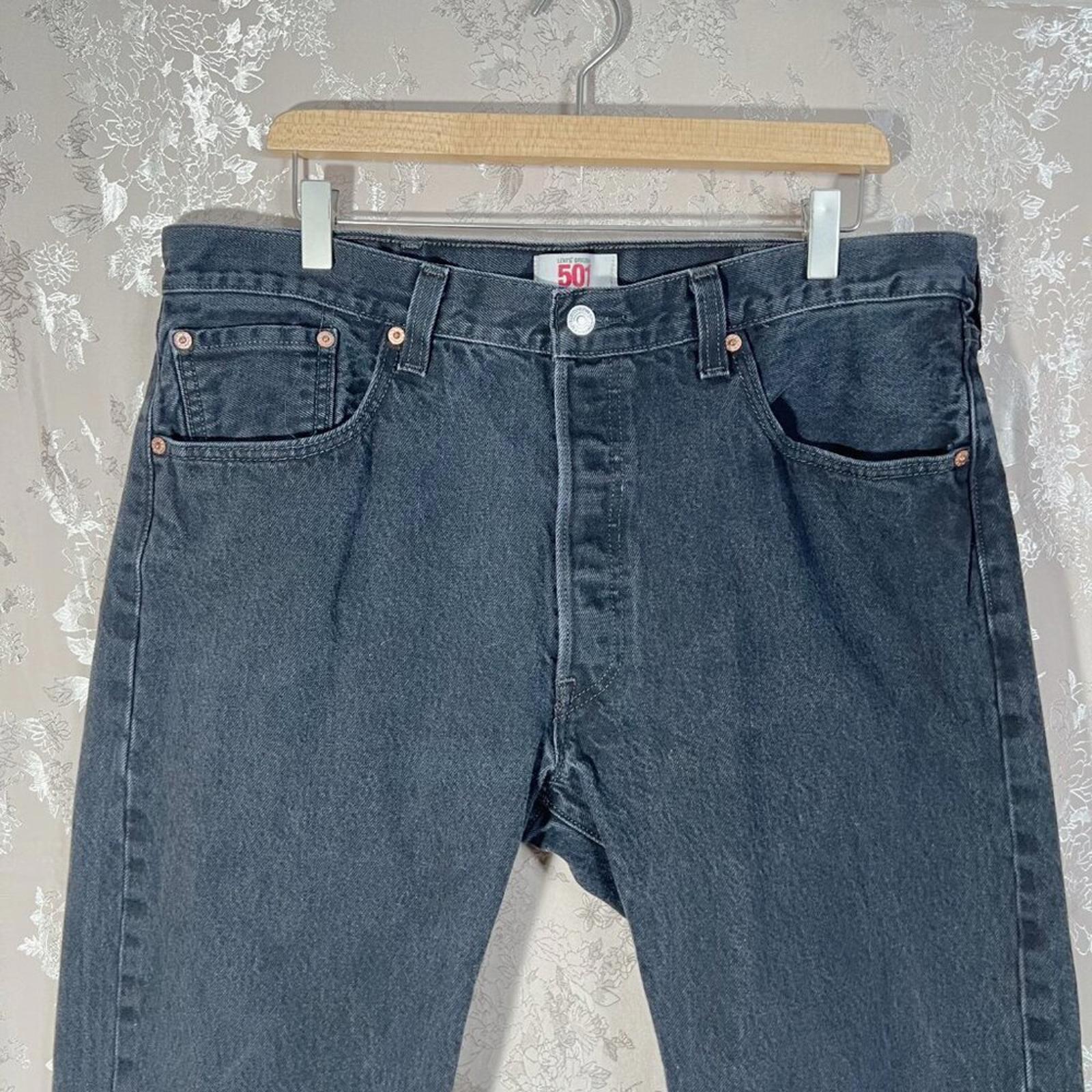 Levi's Original 501 Straight Leg Button Fly Black Jeans Denim Size 38 x 34