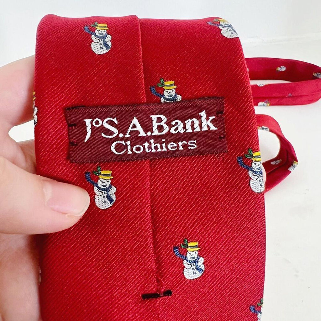 Jos. A. Bank Red Snowman Silk Tie Christmas Tie Holiday Tie