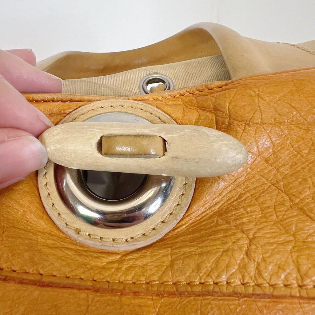 Maurizio Taiuti Italian Orange Leather Handbag Crossbody Purse