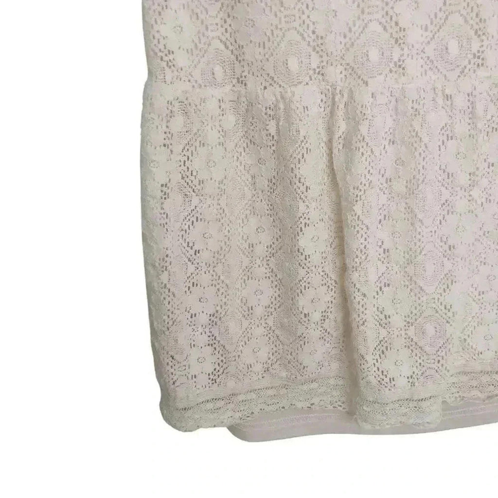 Flying Tomato Lace Peplum Long Sleeved Top Black Embroidery Women's Size S