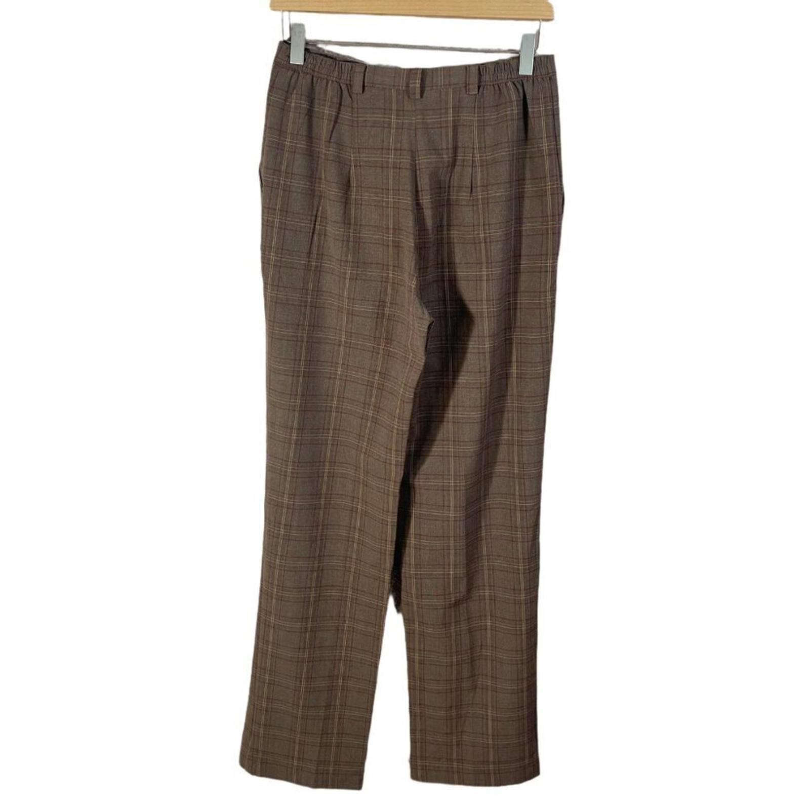 Vintage Sag Harbor Brown Plaid Slacks Trousers Dark Academia Size 6