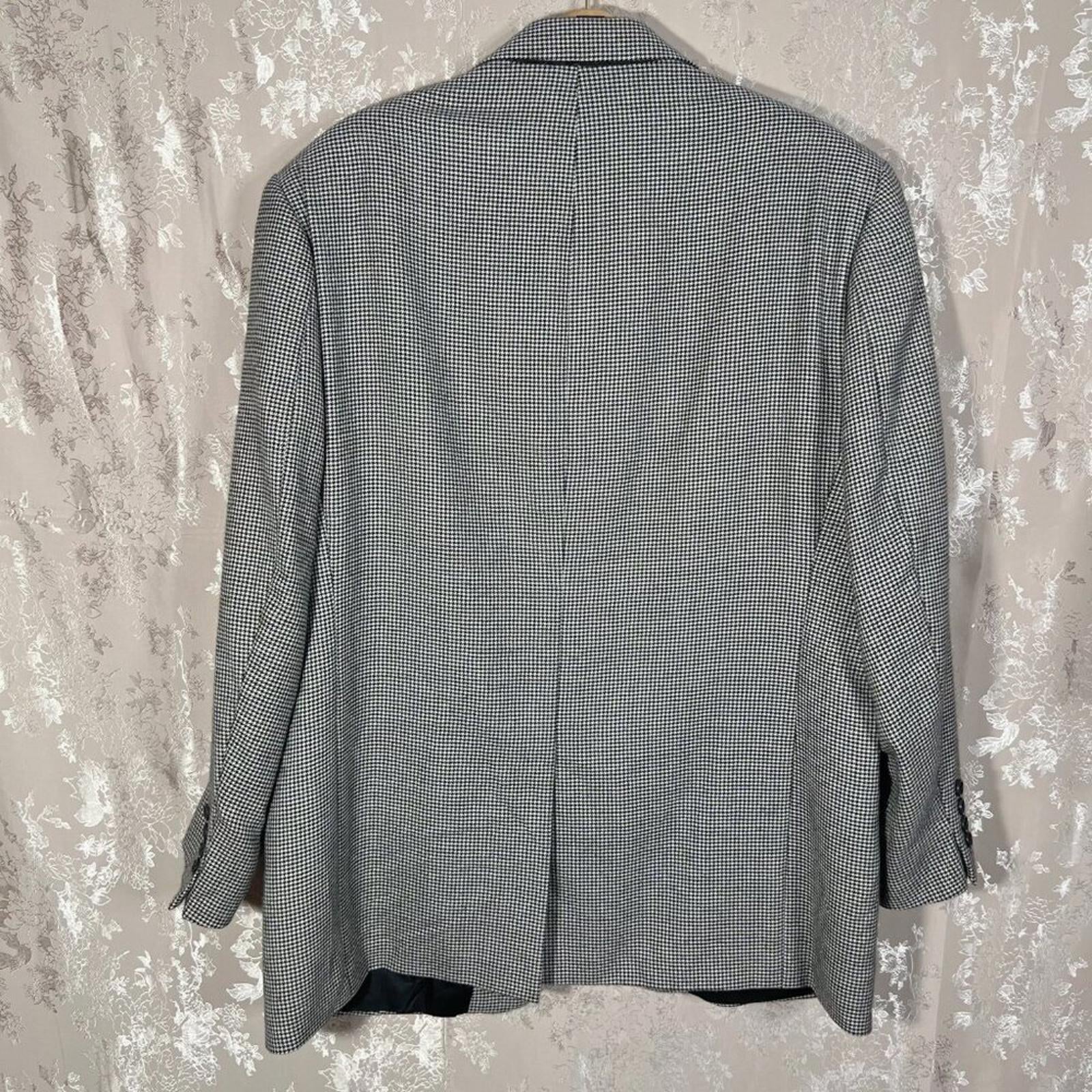 Cashmere Harold Powell Men's Houndstooth Blazer Sportcoat Suit Jacket Size 46