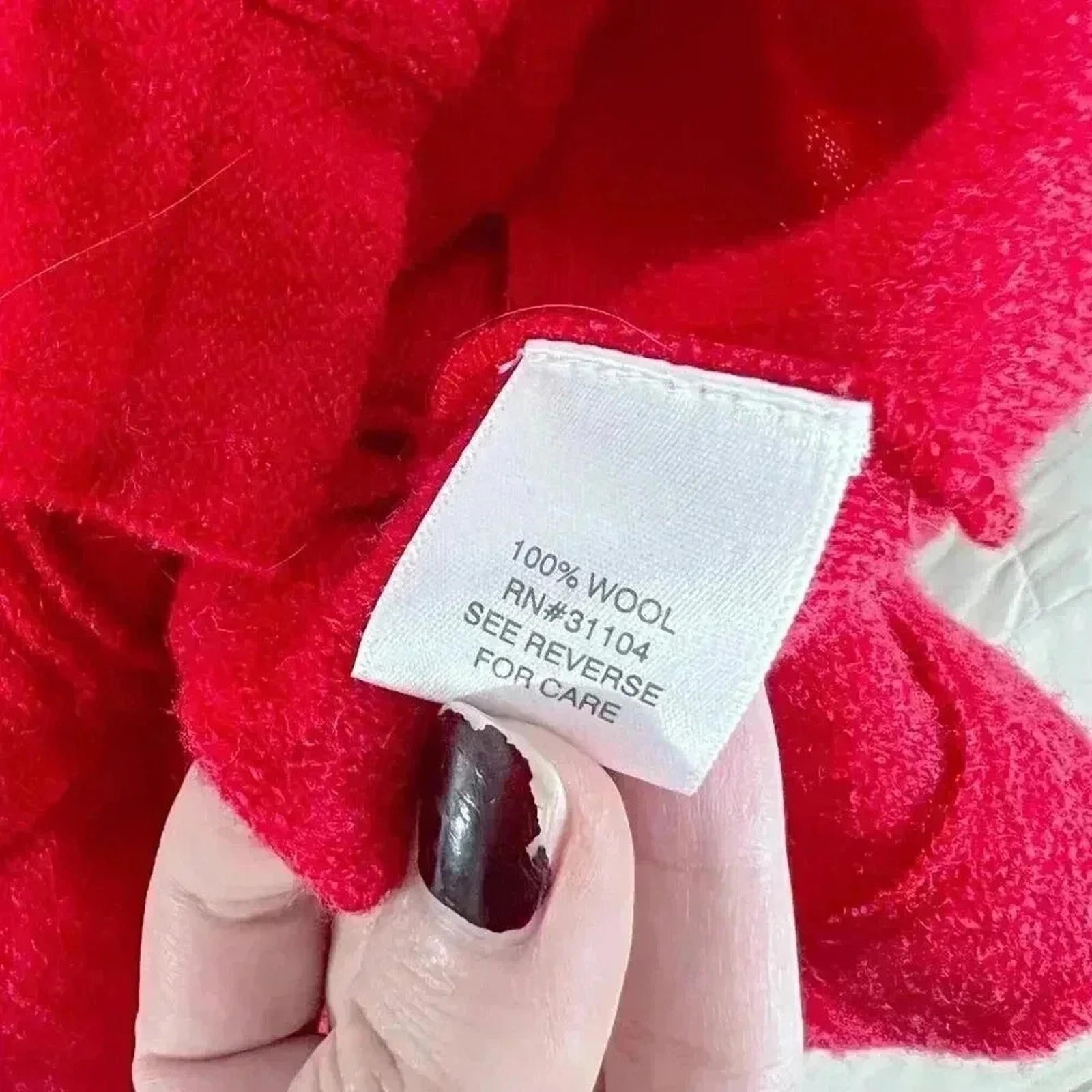 Madison Wool Red Ruffled Jacket Trench Coat Women's Size L