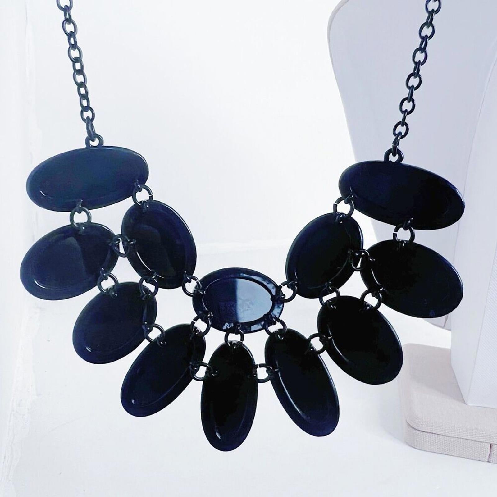 Black Rhinestone Statement Necklace