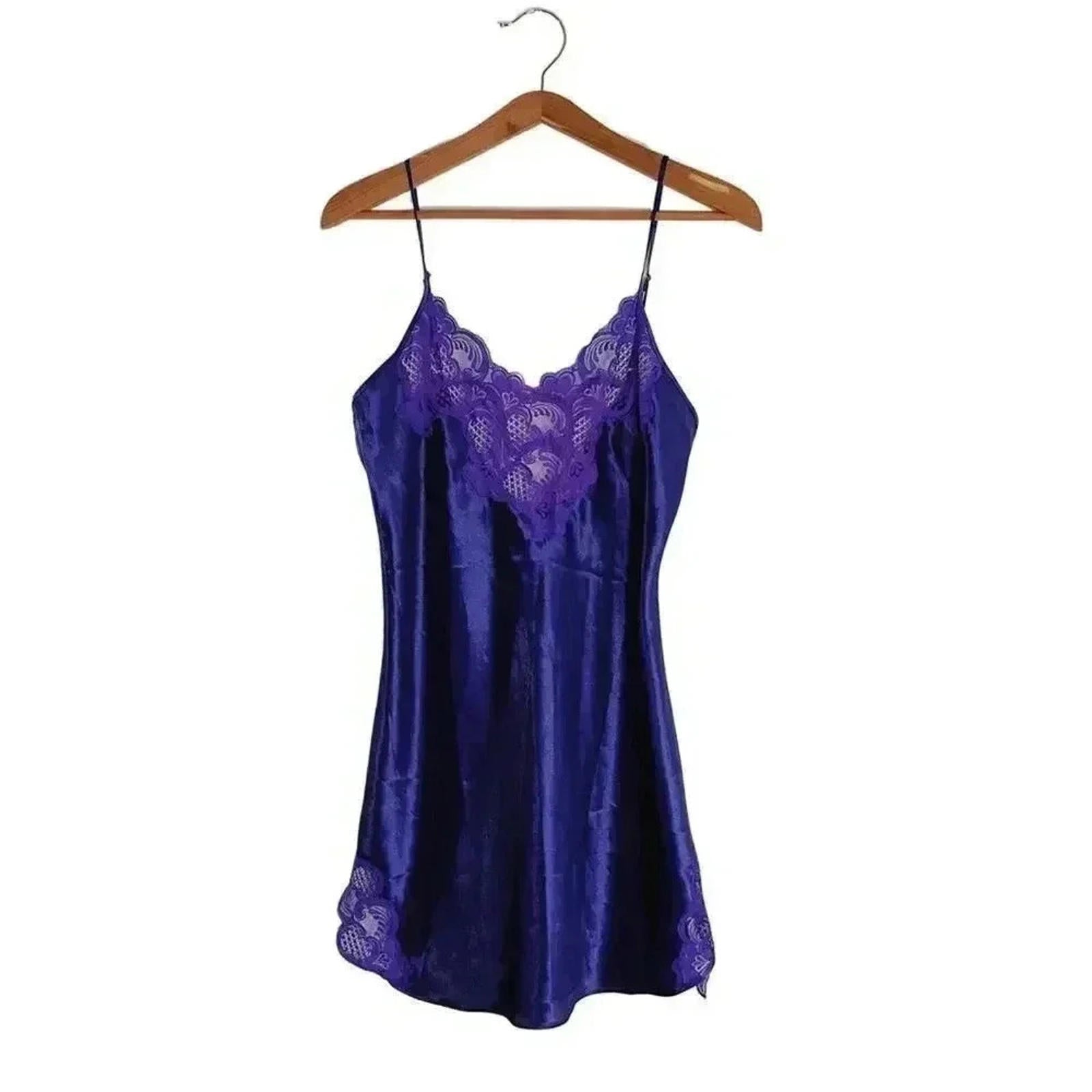 Vintage 90s Victoria's Secret Gold Label Purple Lacy Slip Women's Size L