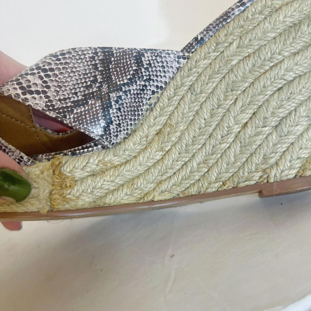 Kelsi Dagger Brooklyn Wedge Snakeprint Leather Espadrille Sandal Size 7.5