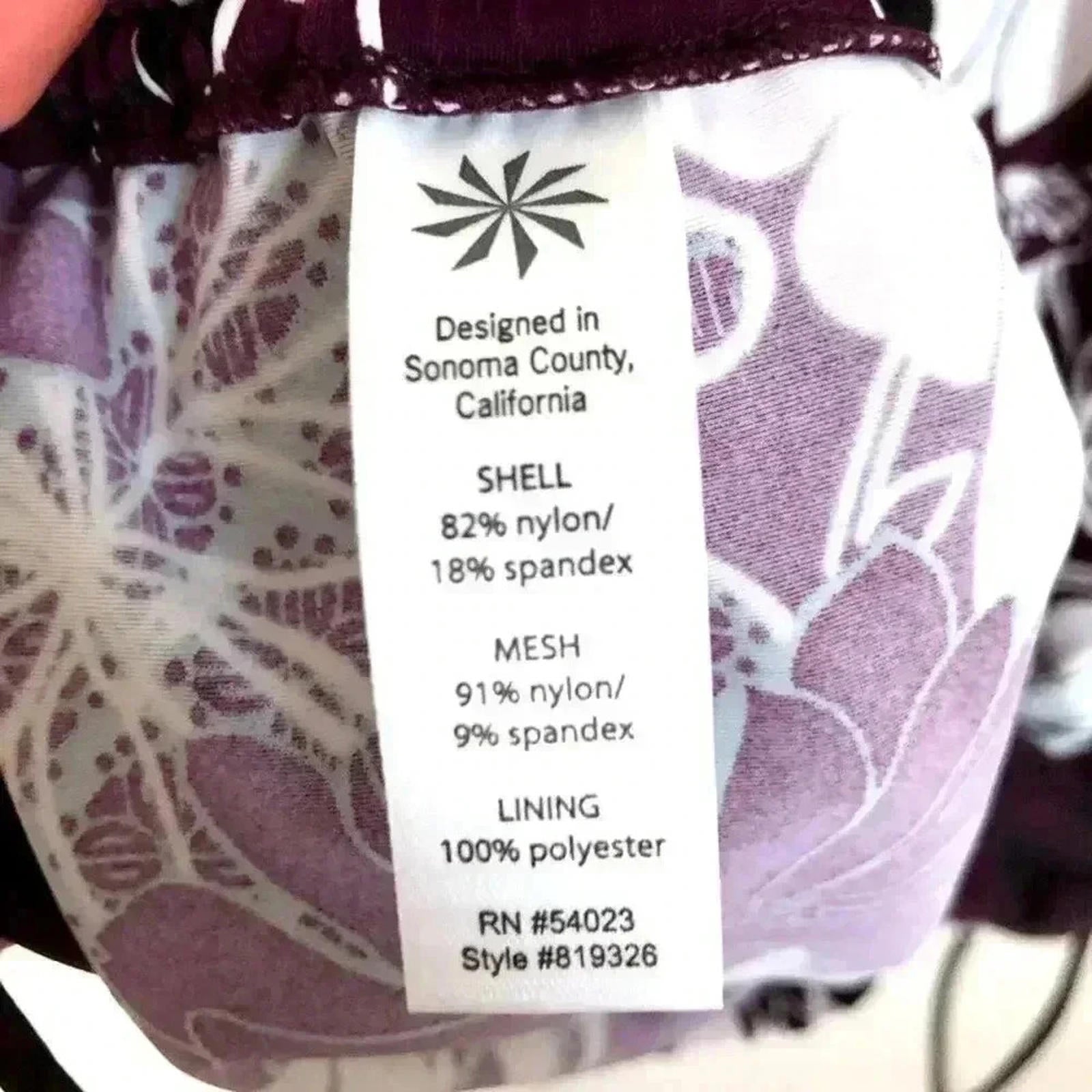 Athleta Purple Floral Ruched Tankini / Bikini Top