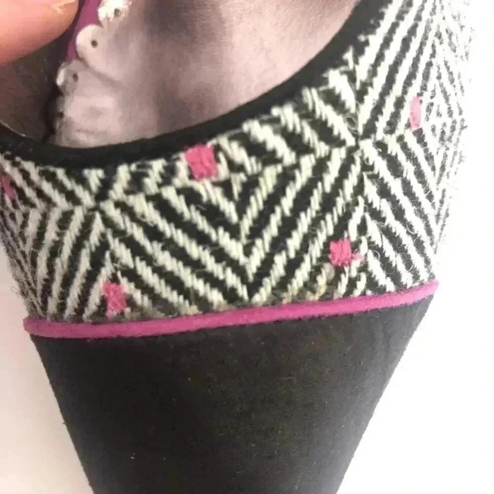Lulu Townsend Tweed Black White Pink Patterned Stilettos Pumps Heels Size 7.5