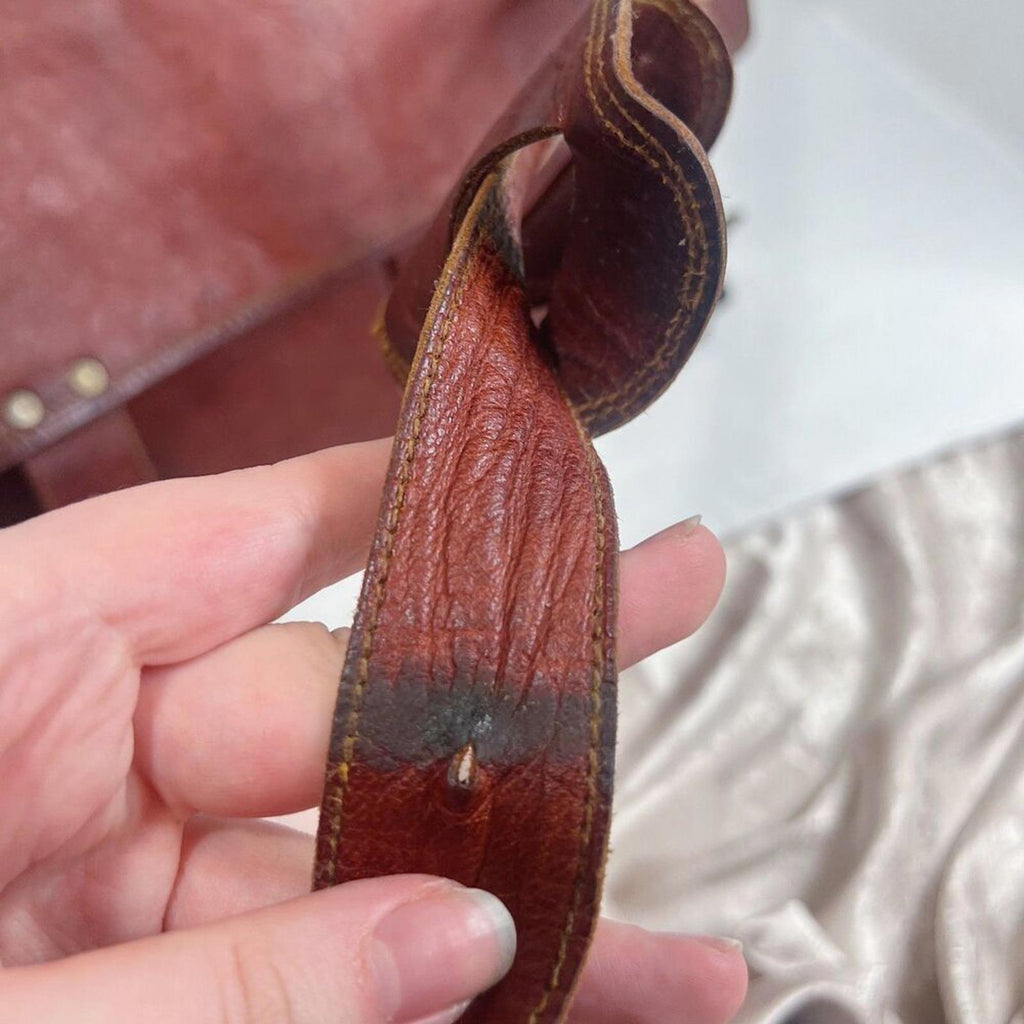 Vintage Cognac Leather Messenger Back Satchel Briefcase Laptop Case